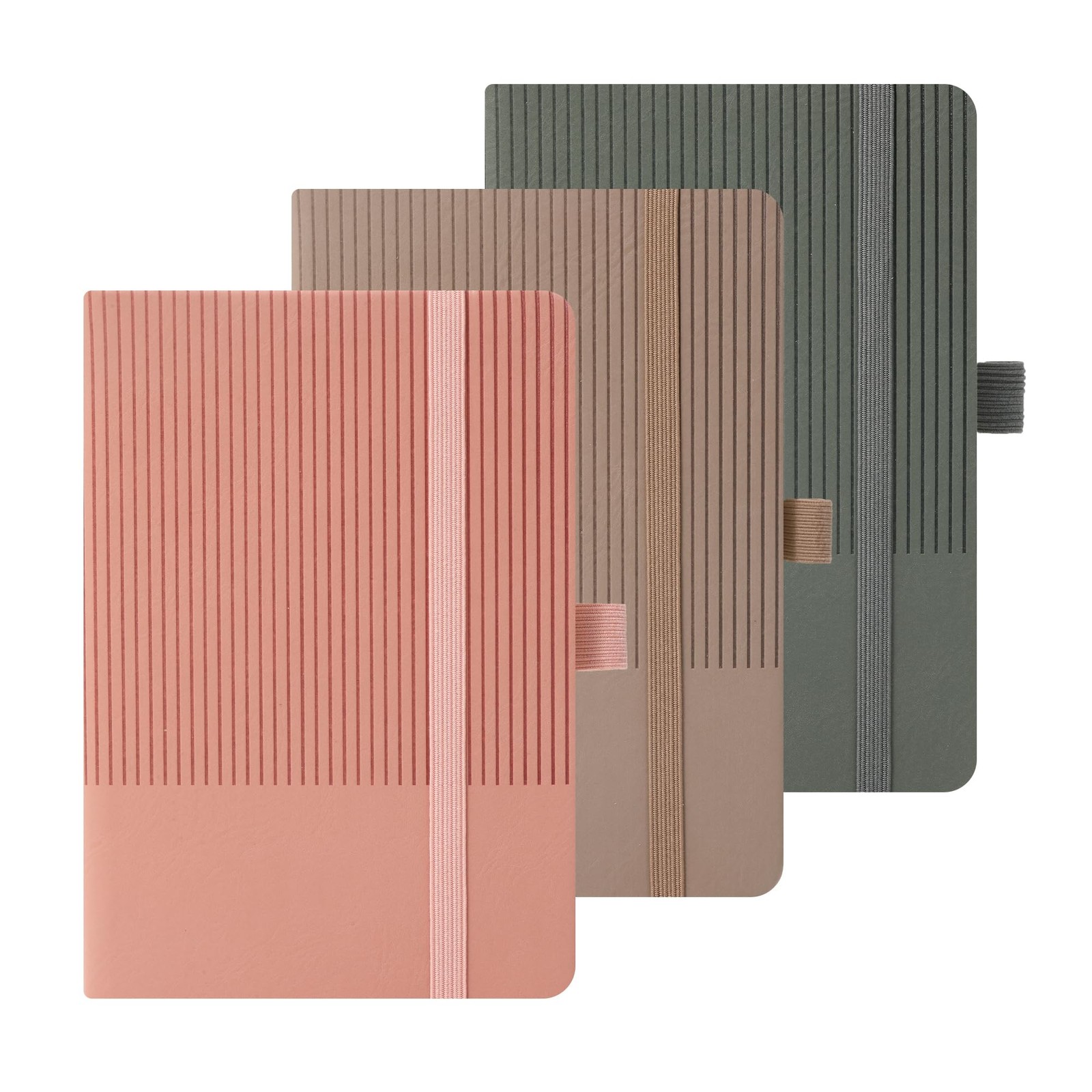 BOBO RABBIT 3 Pack Pocket Journal Notebooks Small Mini A-Pink, Khaki, Green