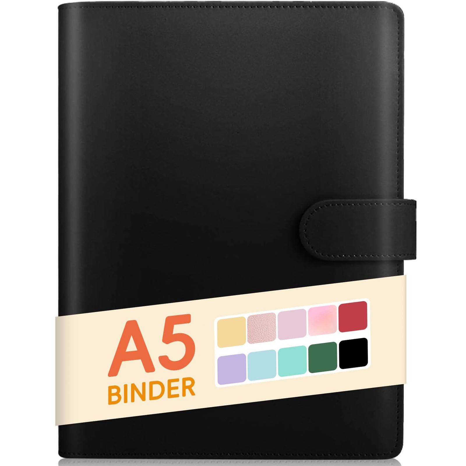 Sooez A5 Binder 6 Ring, Refillable Notebook Planner Cover, Small A5, Black
