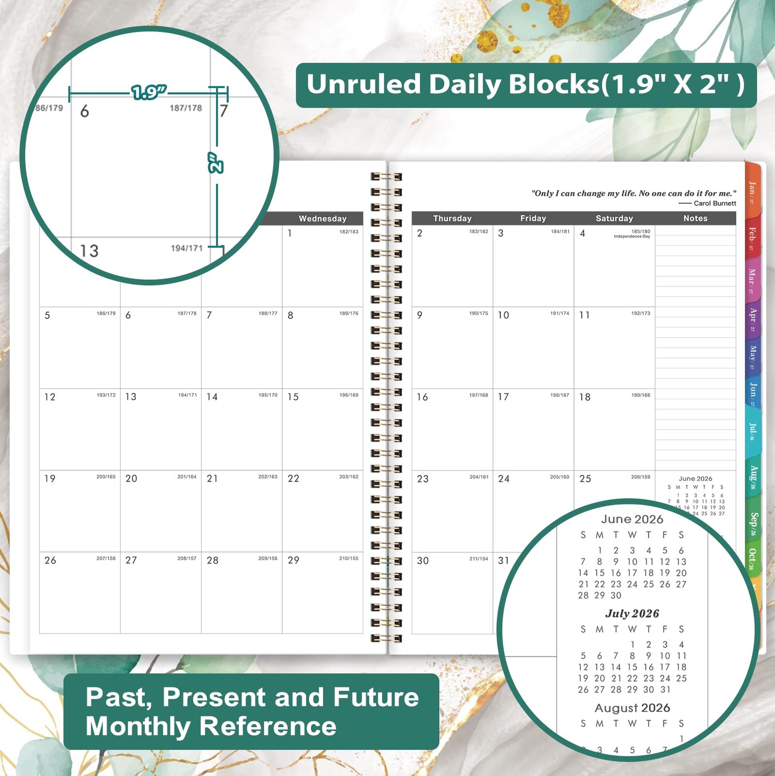 Monthly Planner 2026-2029 – 3 Year 9×11 inches, white, gold