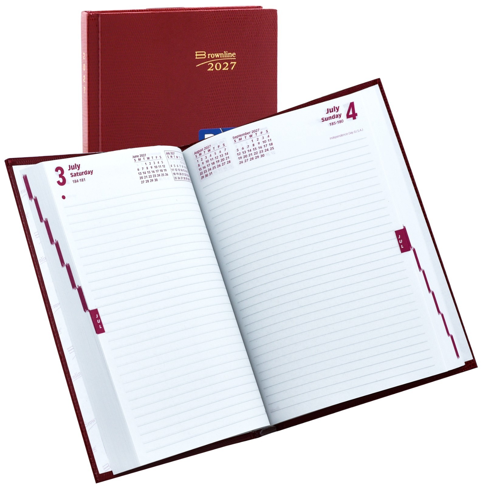 Brownline 2027 CB389.RED Daily Planner Diary, Hard Cover, 8-1/4 x 5-3/4″