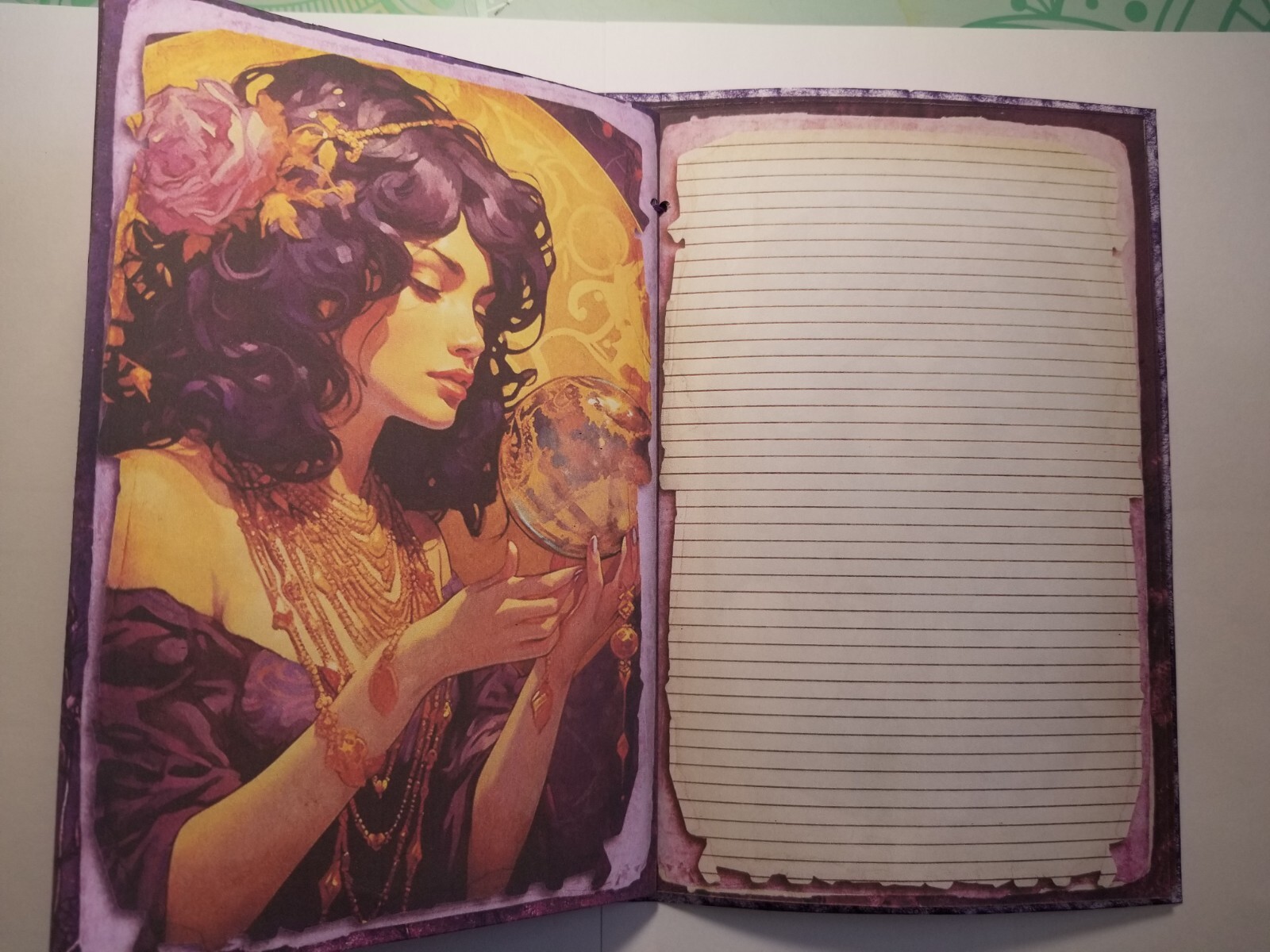 Junk Journal BLANK Booklet “FORTUNE TELLER”, LARGE 6″x9″ 40pg PSYCHIC, TAROT