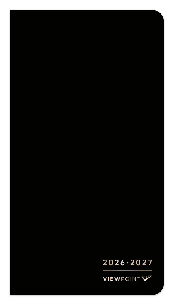 ViewPoint Black | 2026-2027 3.5×6.5″ Monthly Pocket Planner Calendar