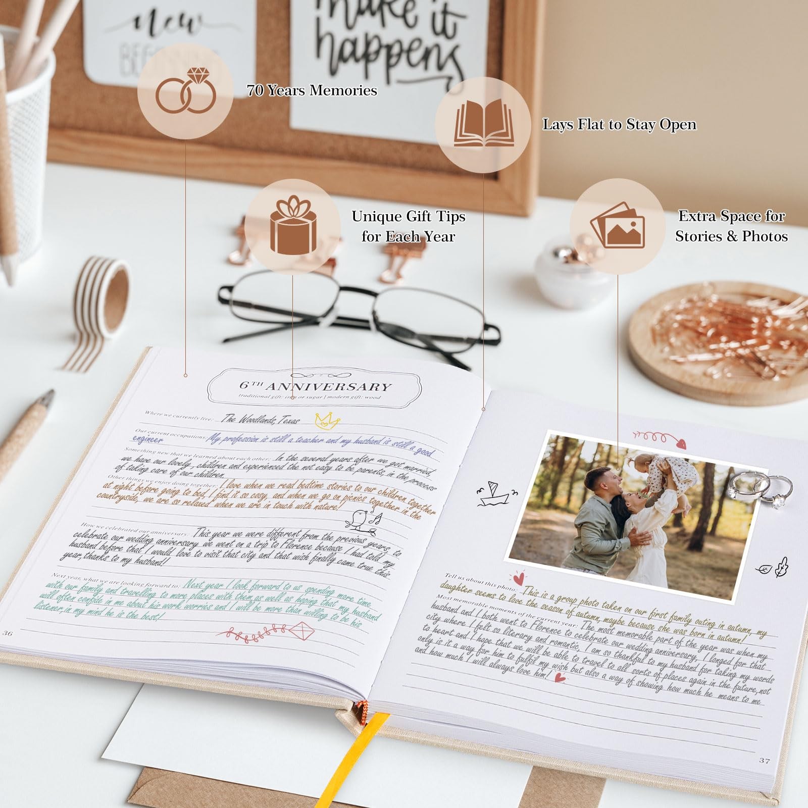 190 Pages Grey Wedding Anniversary Journal Book Memories Of Us Scrapbook