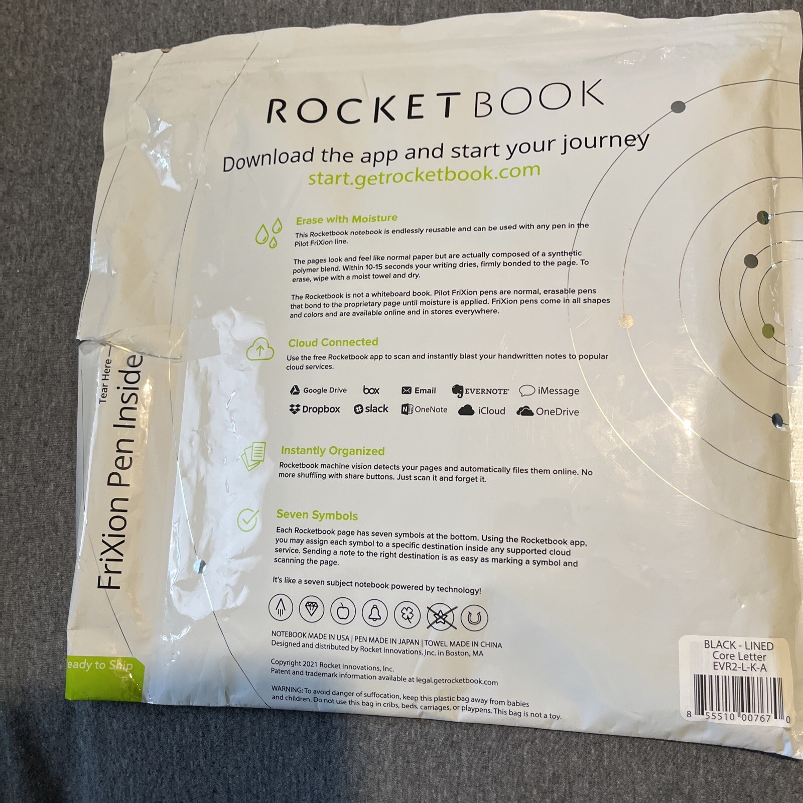 Rocketbook Smart Reusable Notebook – Eco-Friendly New Open As Shown In Pics