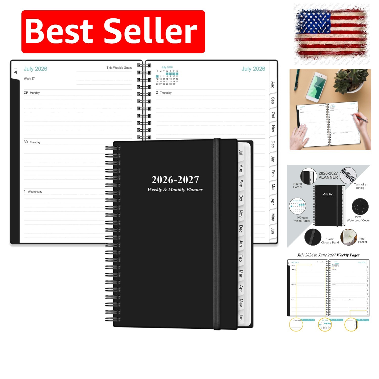 Planner 2026-2027 – A5 Weekly & Monthly Planner Spiral Bound, July 2026 – Jun…