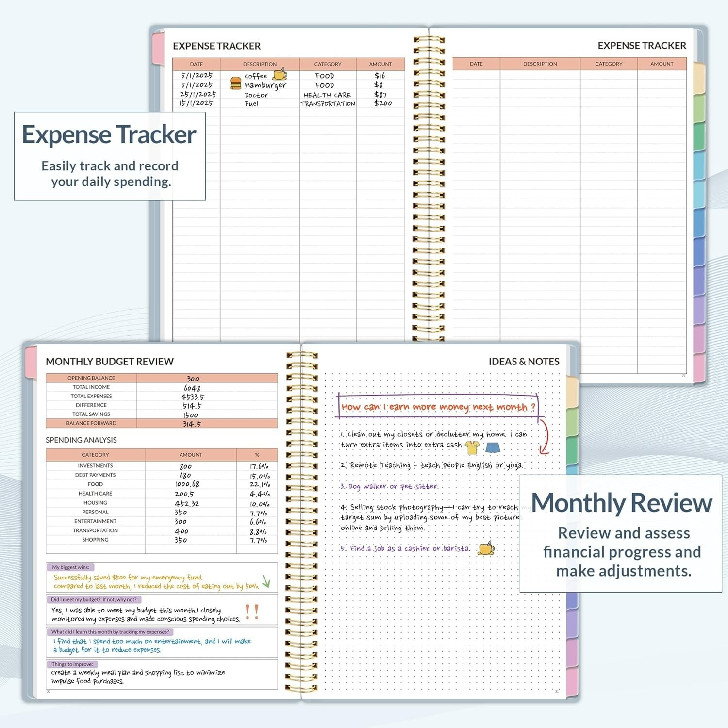 Undated Monthly Budget Book with Waterproof Cover – A5 Financial Organizer