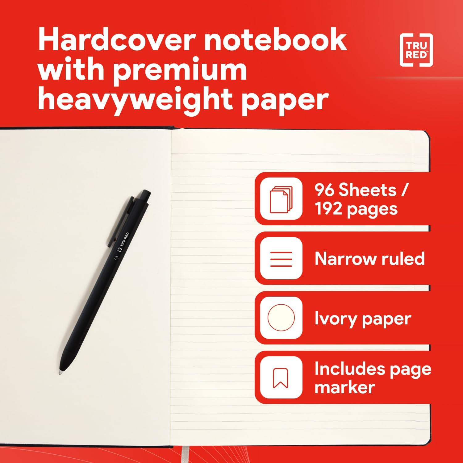Large 8” X 10” Hardcover Ruled Journal, Black – Leather Cover, 96 Sheets, Built‑