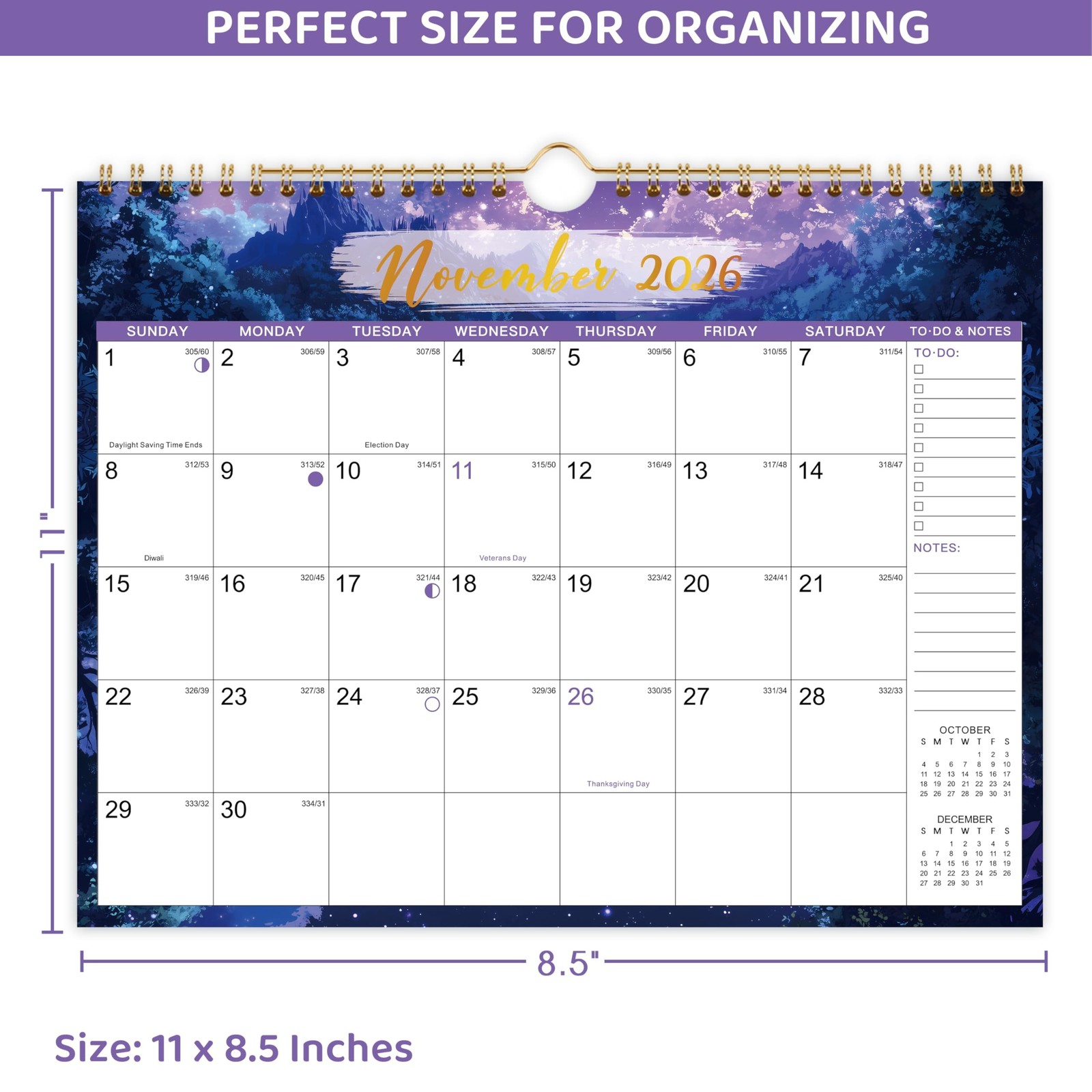Calendar 2026-2027 – 2026-2027 Wall Calendar, JUL 2026 – DEC 2026, 11″ x 8.5″…