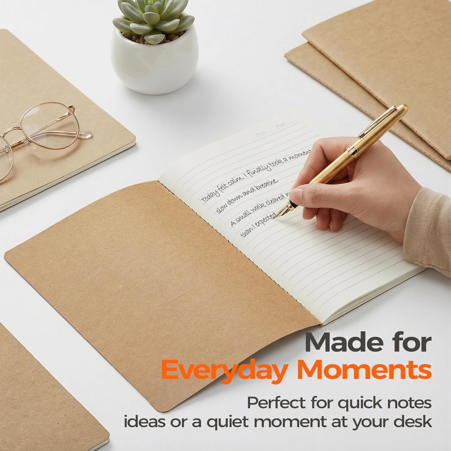 8 Pack A5 Kraft Notebooks 60 Pages Lined Journals 8.3×5.5 School Office