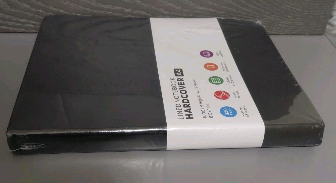 A4 Lined Notebook Hardcover Black100GSM High Quality Paper 8.5 x 11 In 320 Pg