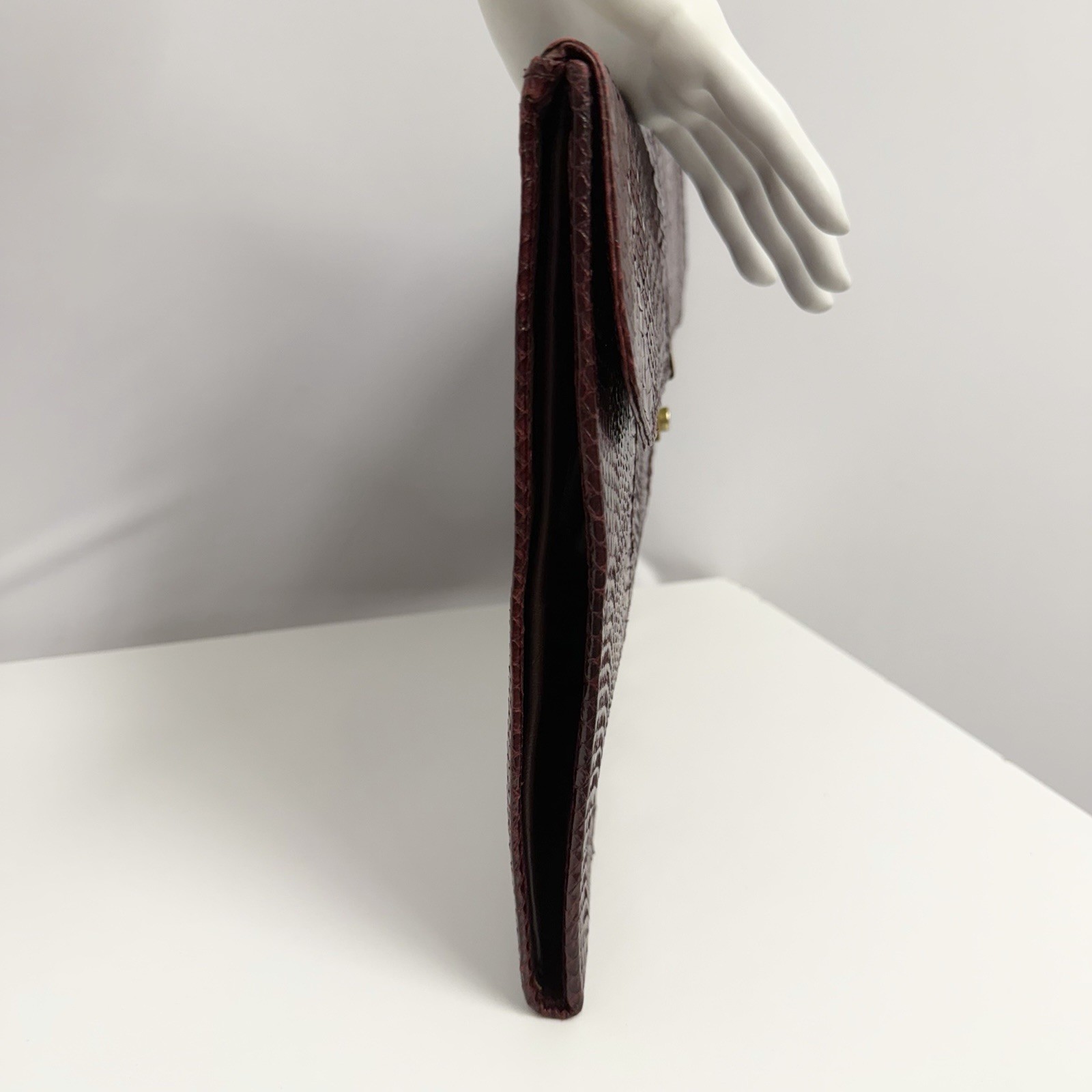 Vintage Snakeskin Portfolio Clutch Burgundy Large 15″ by 9 7/8″ For Laptop IPad