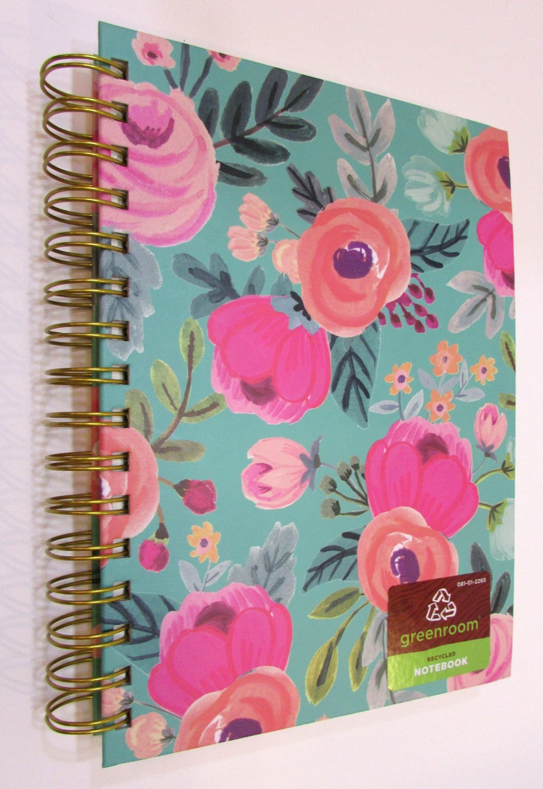 New 2020 Greenroom Journal Recycled Notebook Spiral Bound Hardcover Pink Flowers