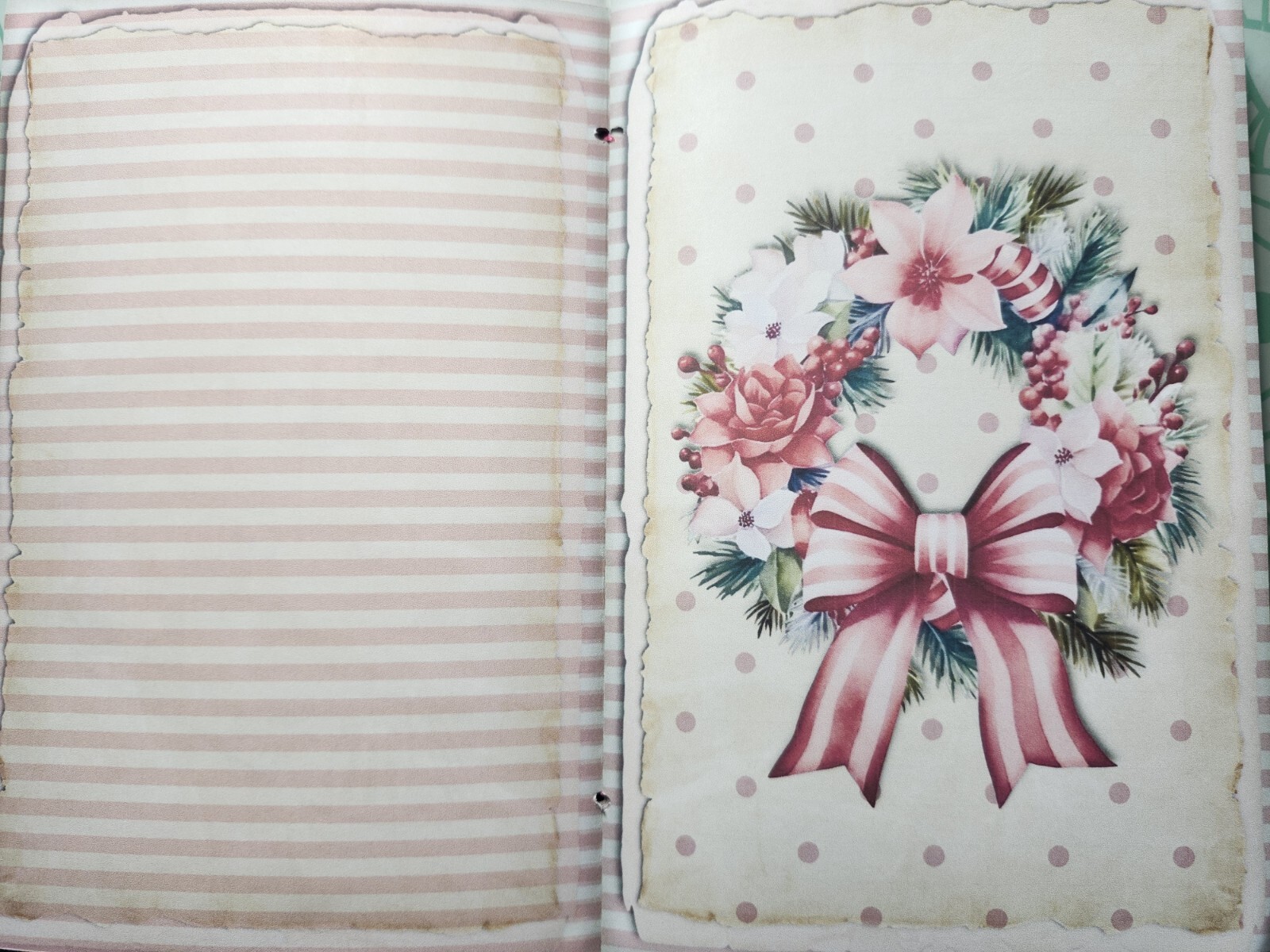 Junk Journal Booklet “PINK CHRISTMAS” Christmas Pink Holiday LG 9X6 40pgs