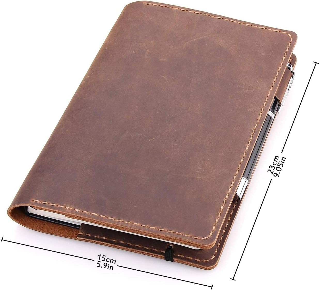 Leather Journal Cover Fits for Moleskine Large Hard Cover Notebook, Handmade Vin