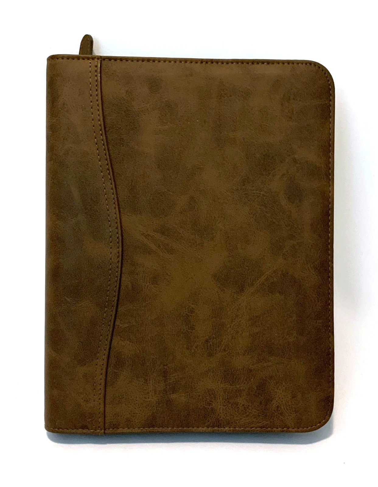 Day-Timer Planner 7-Ring Binder Brown Simulated Leather 3/4 Zip + Pages Desk Sz