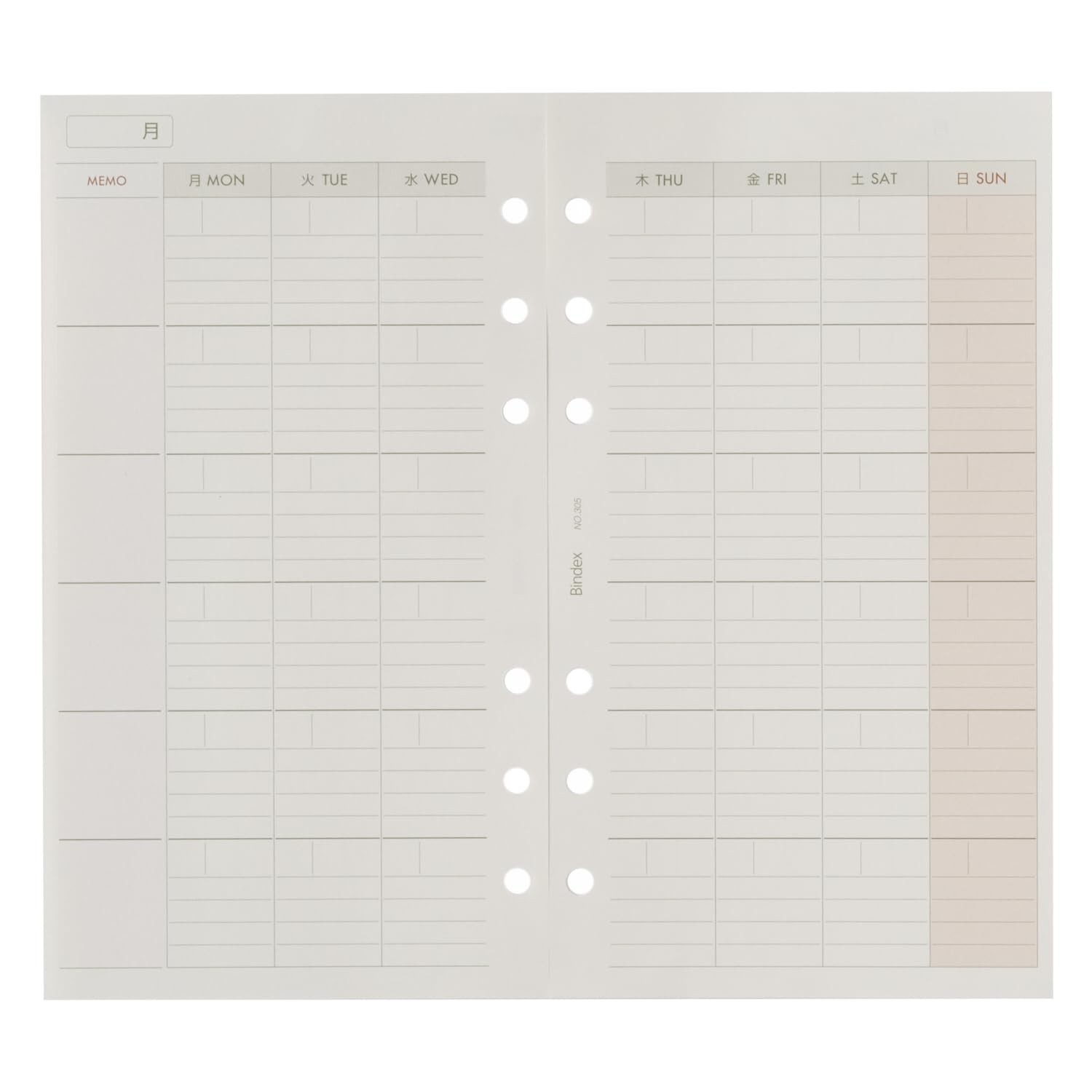 Bindex System Planner Refill, Free Diary, Bible Size, 6-Hole, 305
