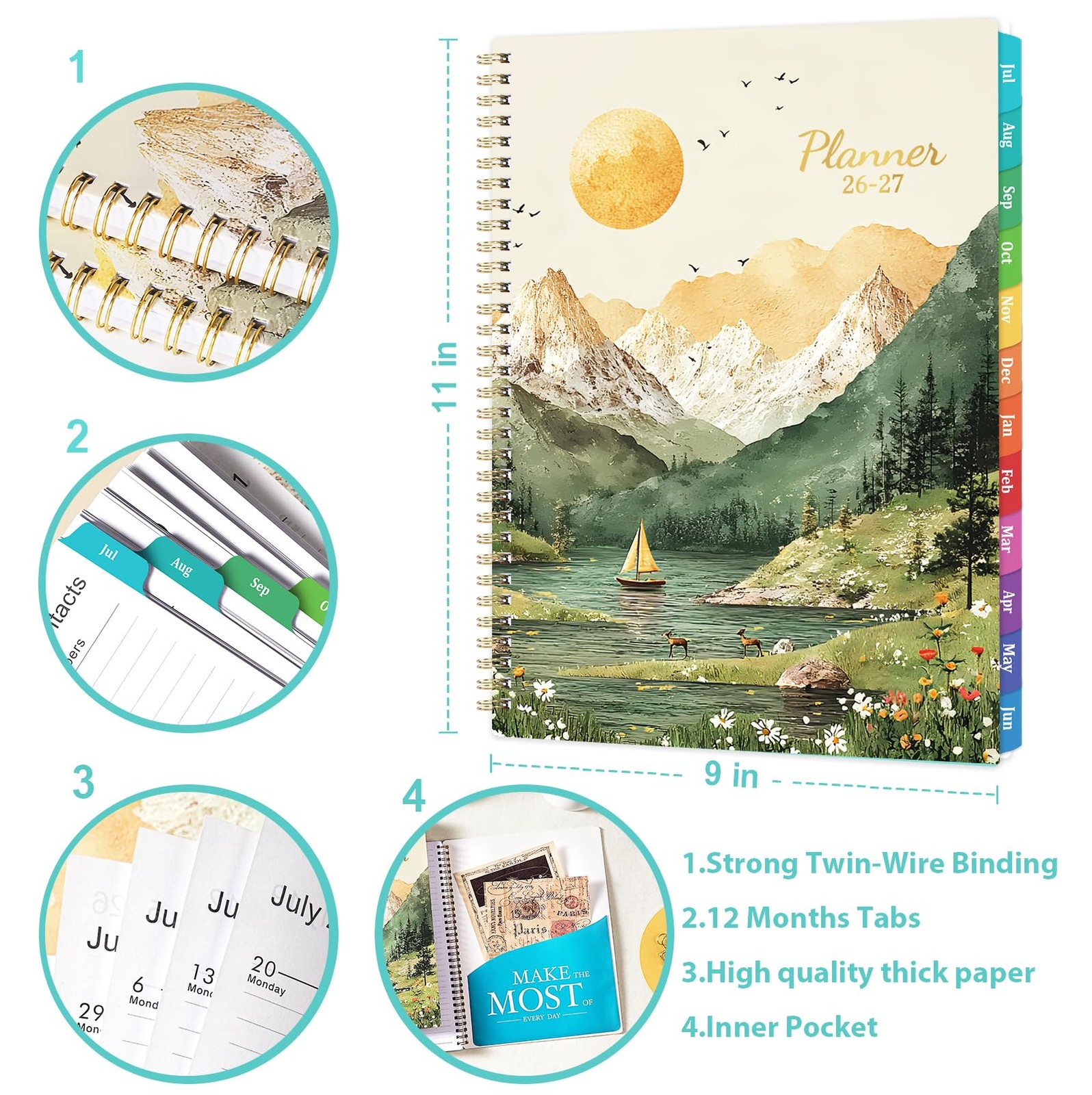 Planner 2026-2027 – Academic Weekly and 8.5″ x 11″, Yellow