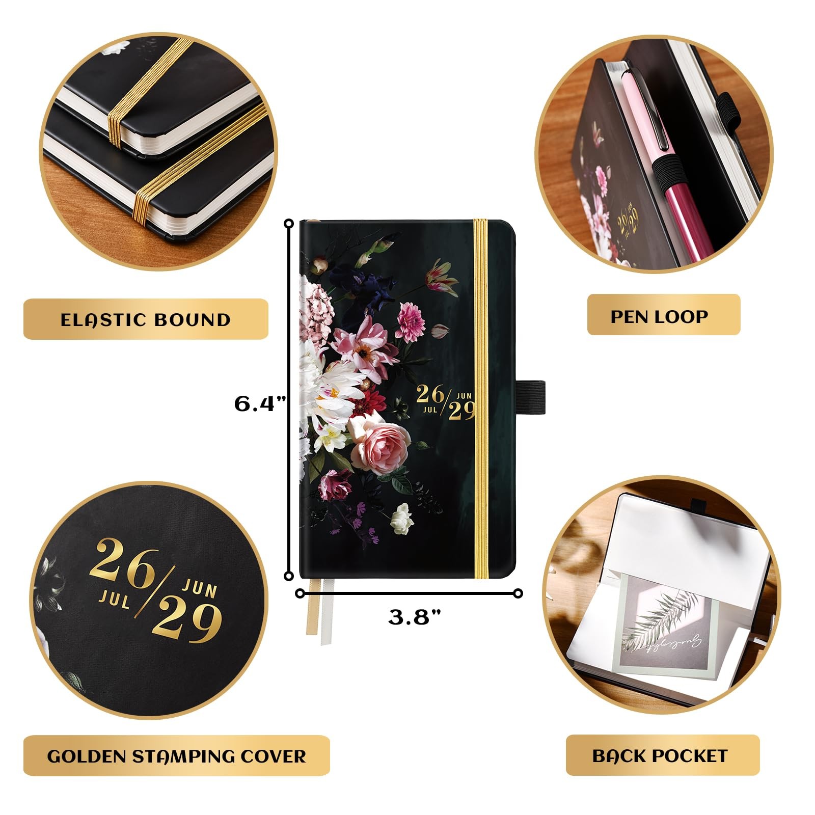 2026-2029 Pocket Planner 3 Year Monthly Calendar 3.8×6.4 Inch with Notes