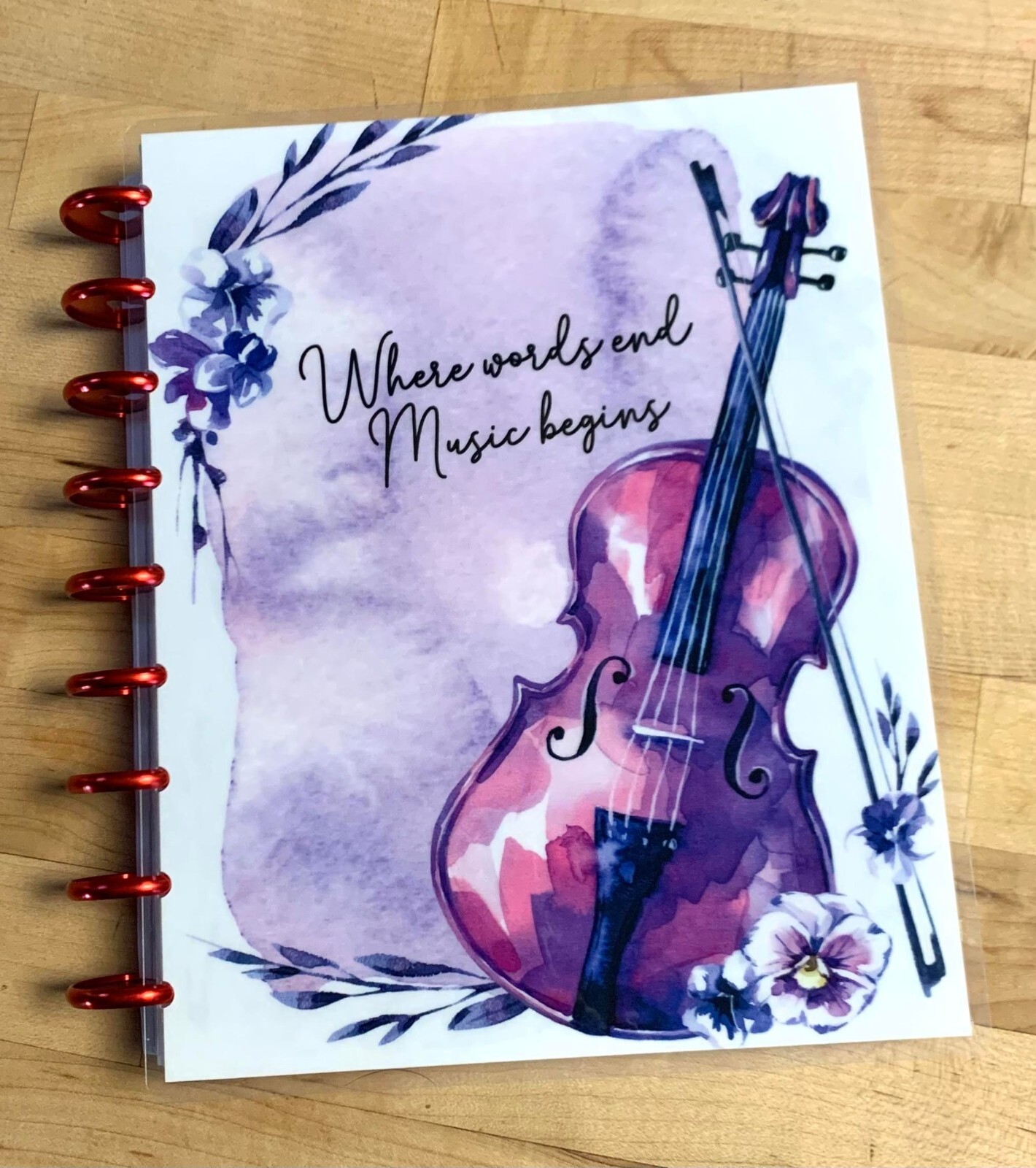 Violin Where Words End Music Begins for use with Classic Happy Planner