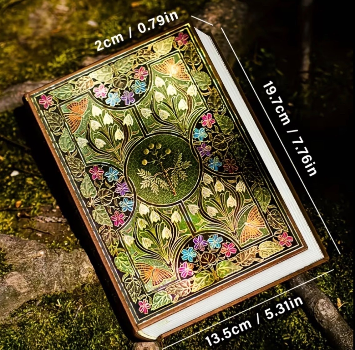 Vintage Floral Hardcover Journal Green 256 Pages Gold Foil Notebook