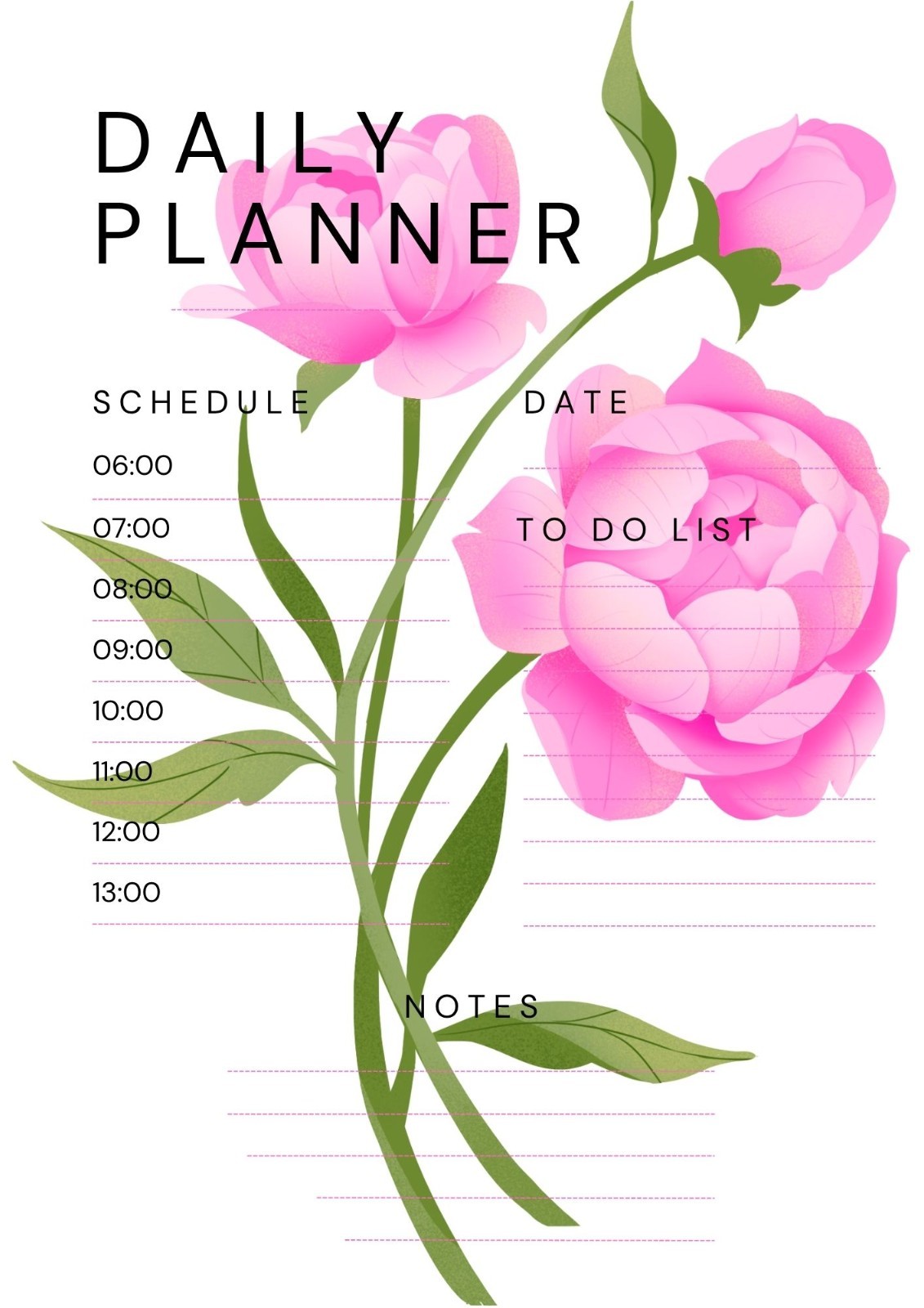 A4 daily Planner PDF Digital Printable – Digital File