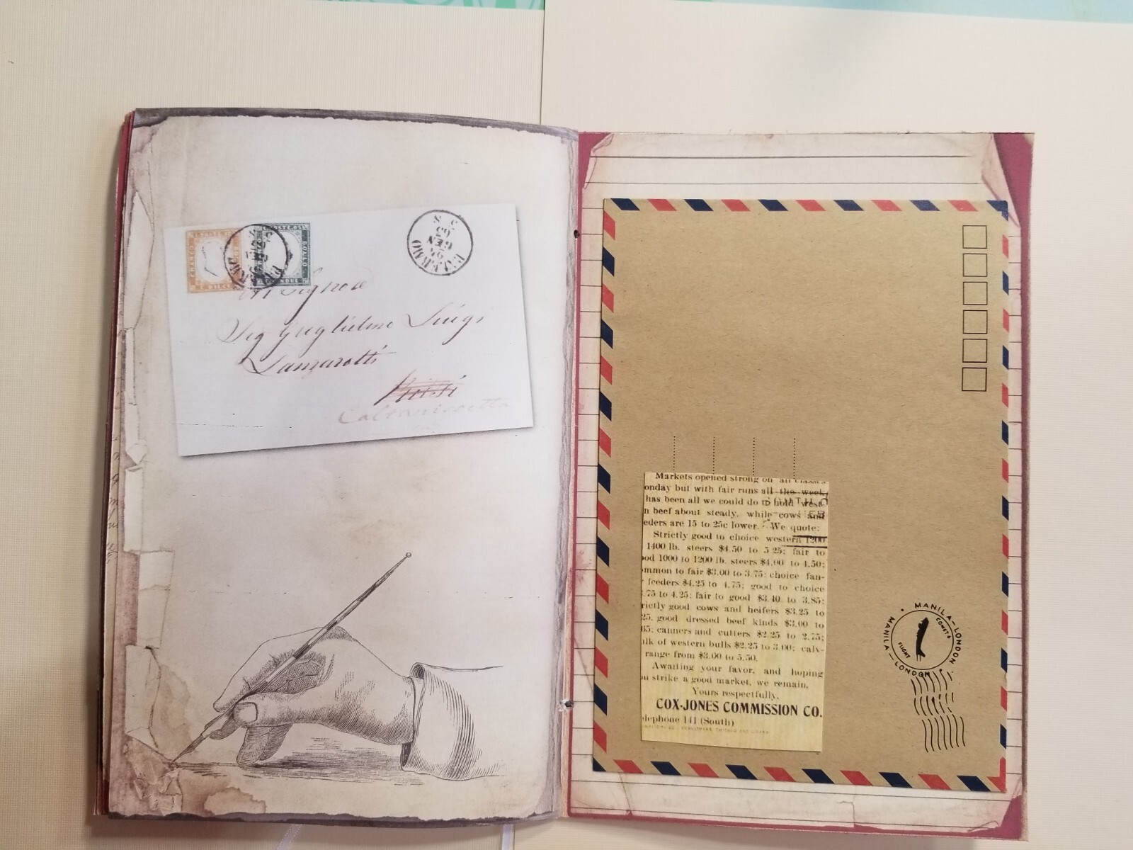 Junk Journal Booklet “VINTAGE LETTERS” Cards, Pockets, Ephemera + More!
