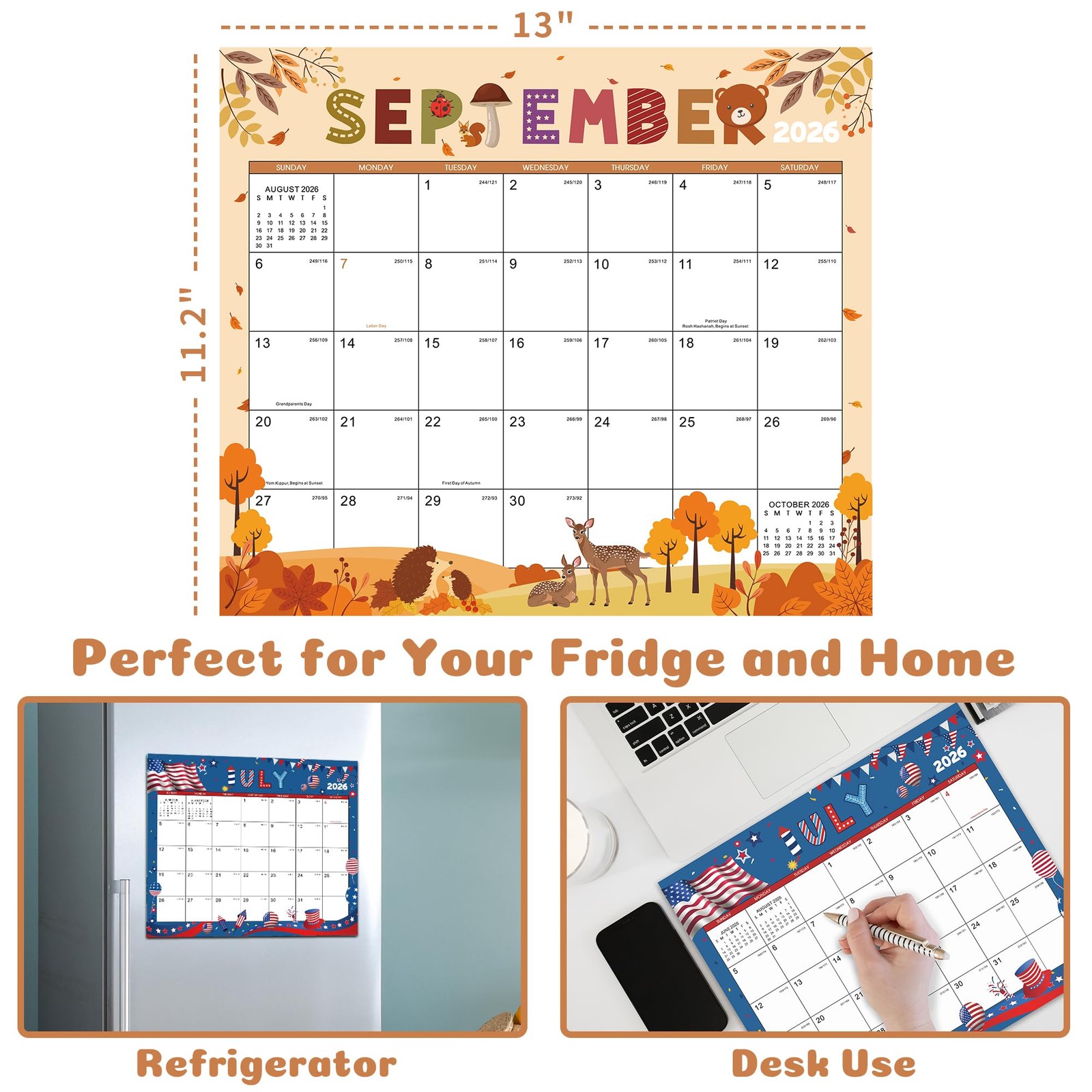 2026 Magnetic Calendar for Fridge, 13″ × 11.2″, 2026 Calendar,…