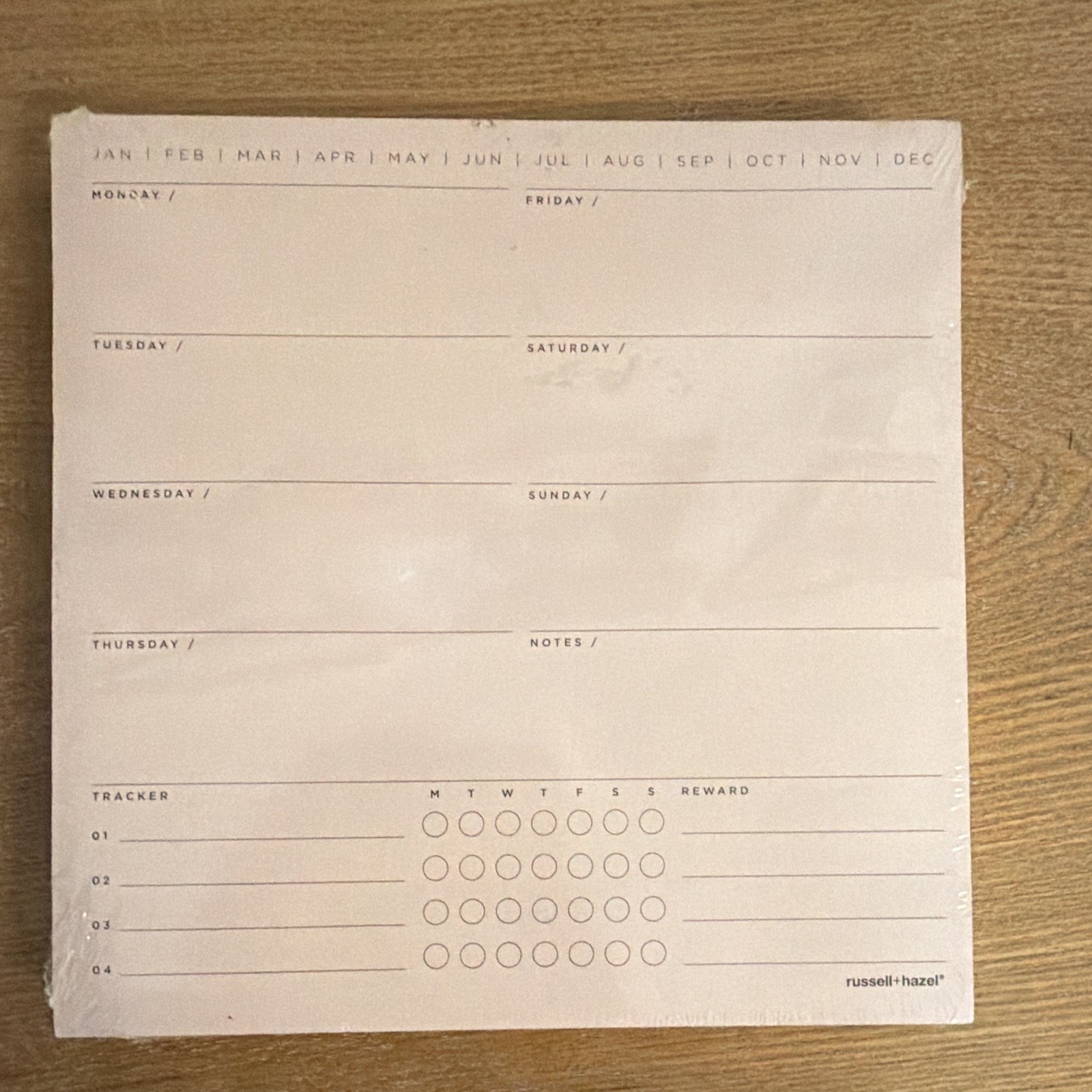 Russell + Hazel 7″ Square Undated Weekly Planner Refill Pad Rose Gold Gilt Edge