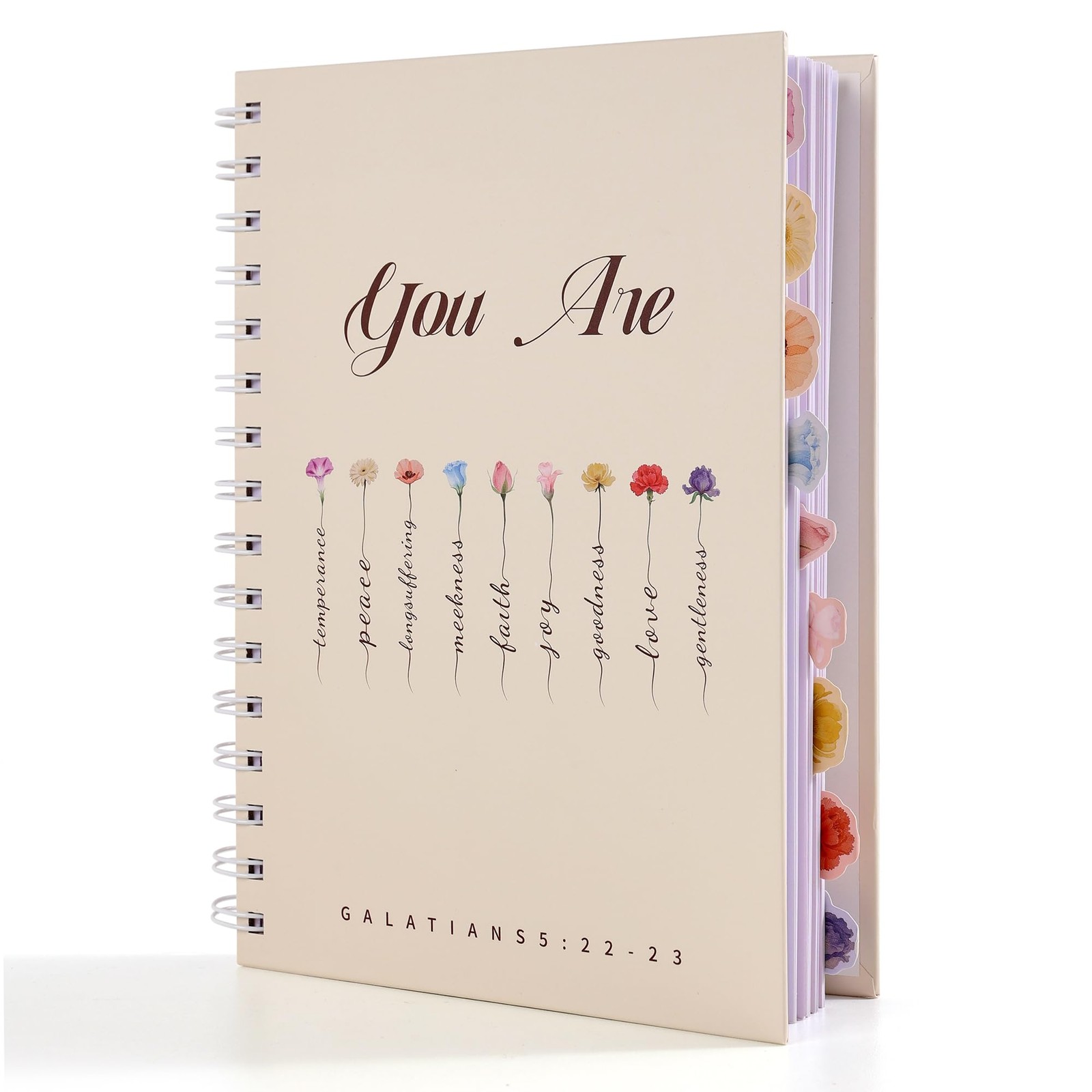 Galatians 5:22-23 Christian Prayer Planner, Weekly Devotional Journal A5, tan