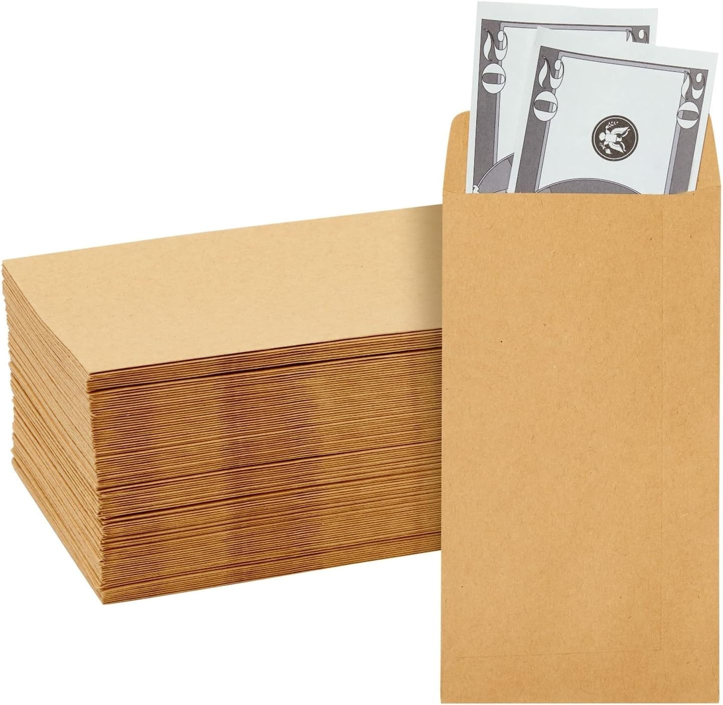 Compact Money Gift Envelopes – 100 Pack Brown 3.5 x 6.5 in for All Occasions