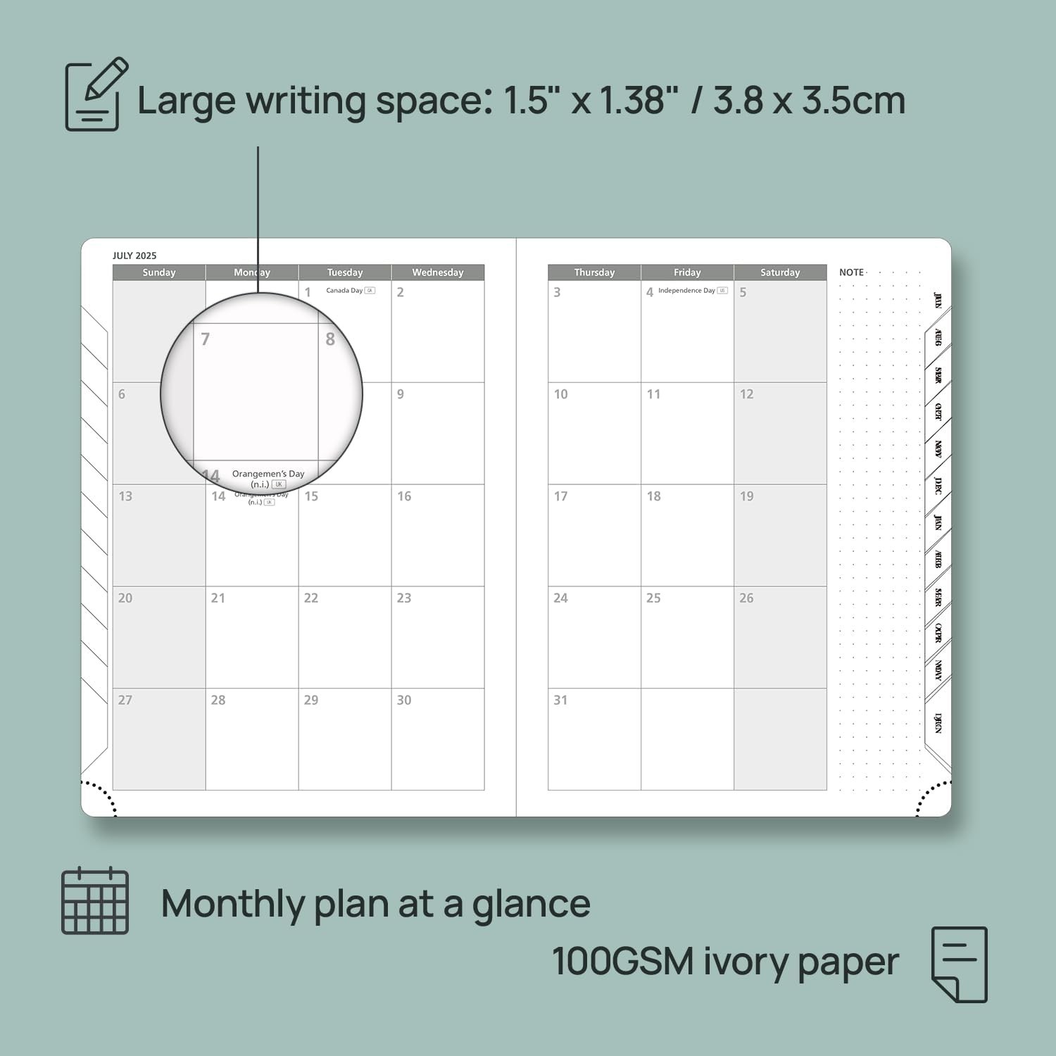 POPRUN Planner JULY 2025-JUNE 2026, (Medium 6.5” x 8.5” Hard Cover)