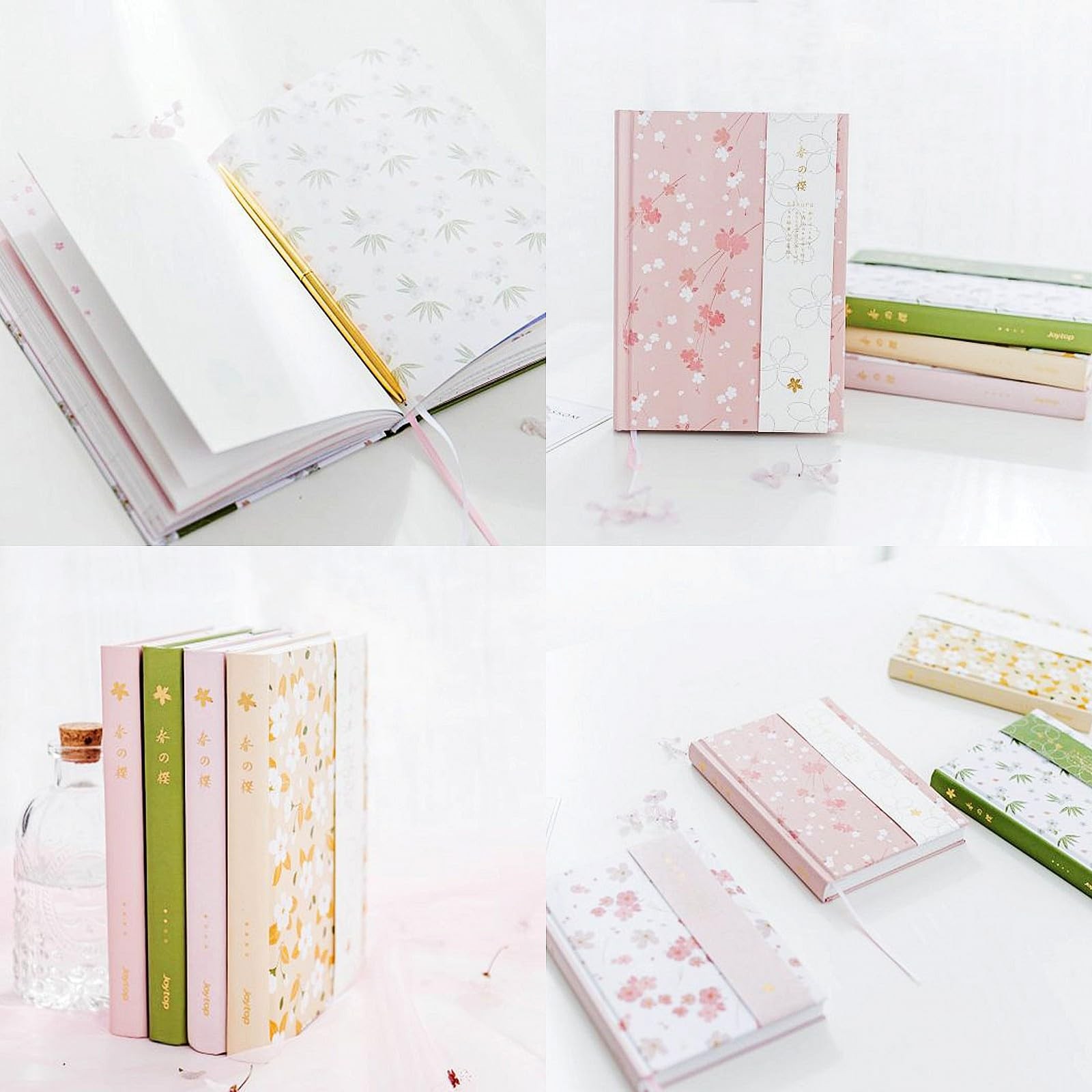 A5 Pink Hardcover Notebook Journal,Sakura Grid Diary Book Premium Paper 5.1X …