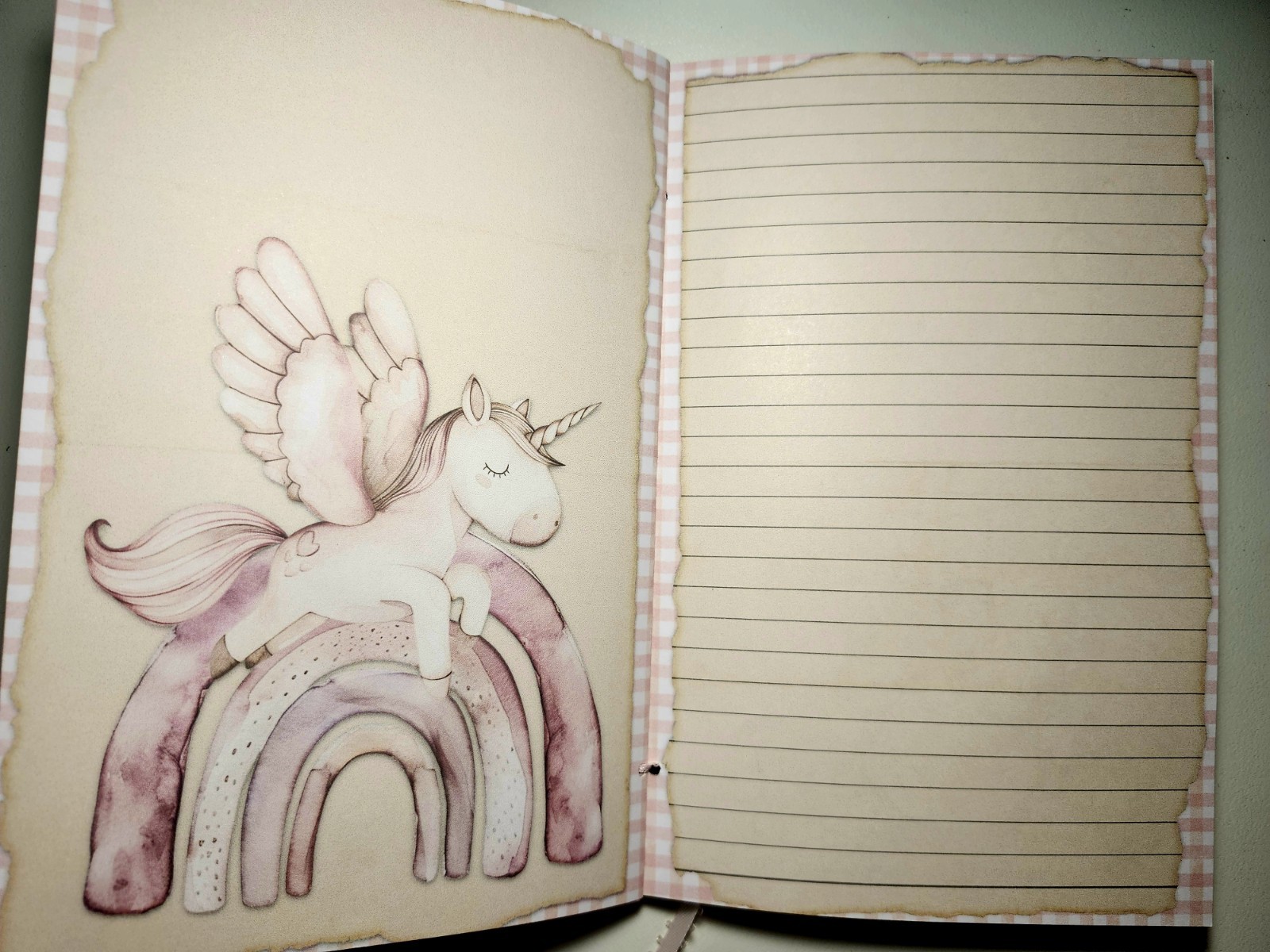 Junk Journal Booklet “UNICORNS & FAIRIES” Handmade Lg 8.5″x5.5″ 40pgs