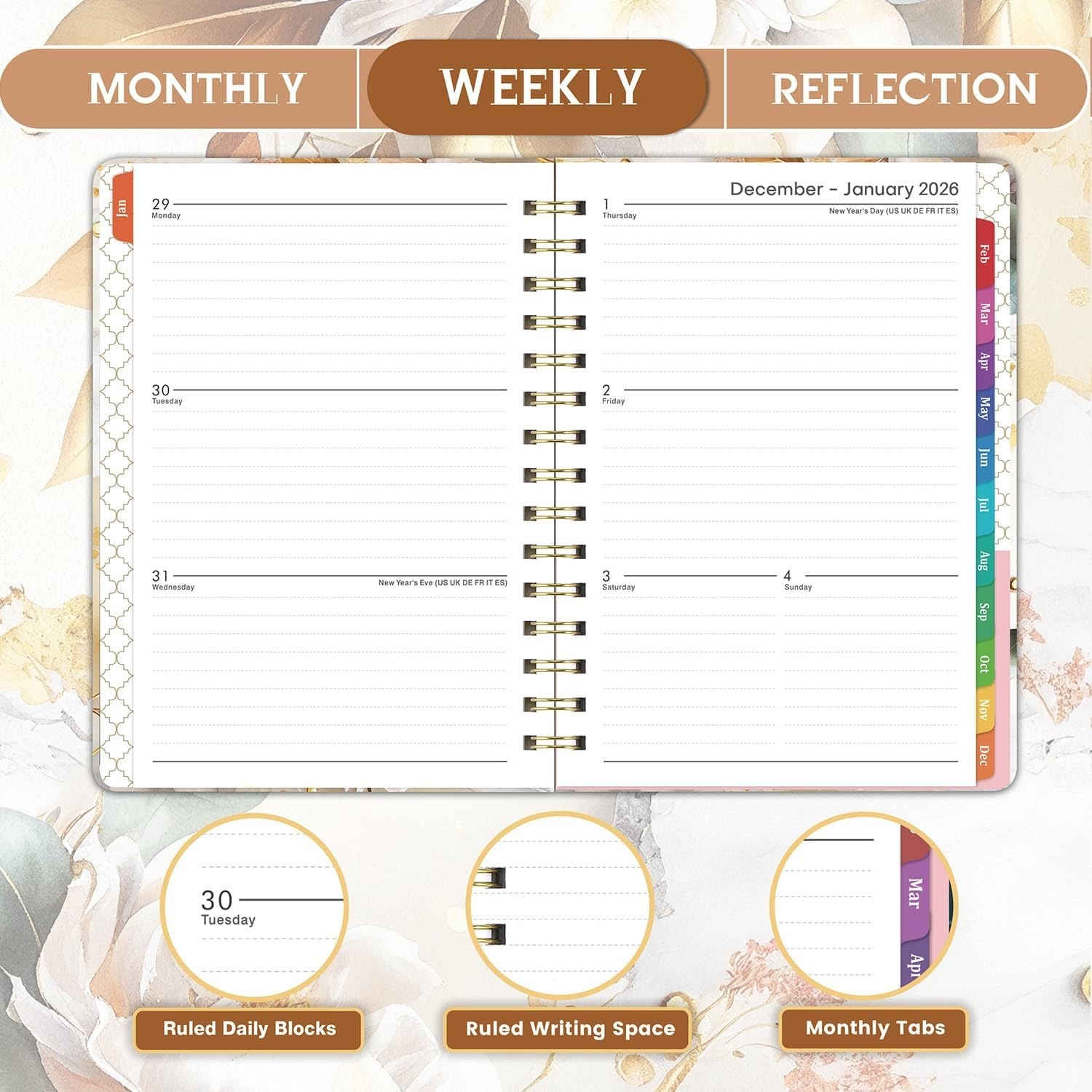 2026 Planner, Weekly and Monthly Calendar Planner, January 2026-December 2026