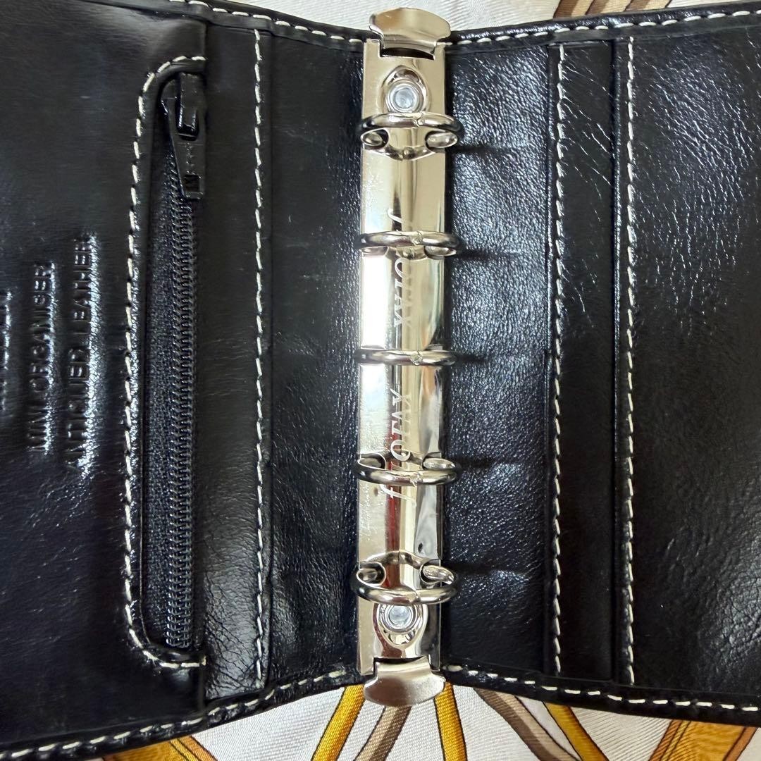 Filofax Malden M5 Pocket Slim Leather Organizer Black Japan Used