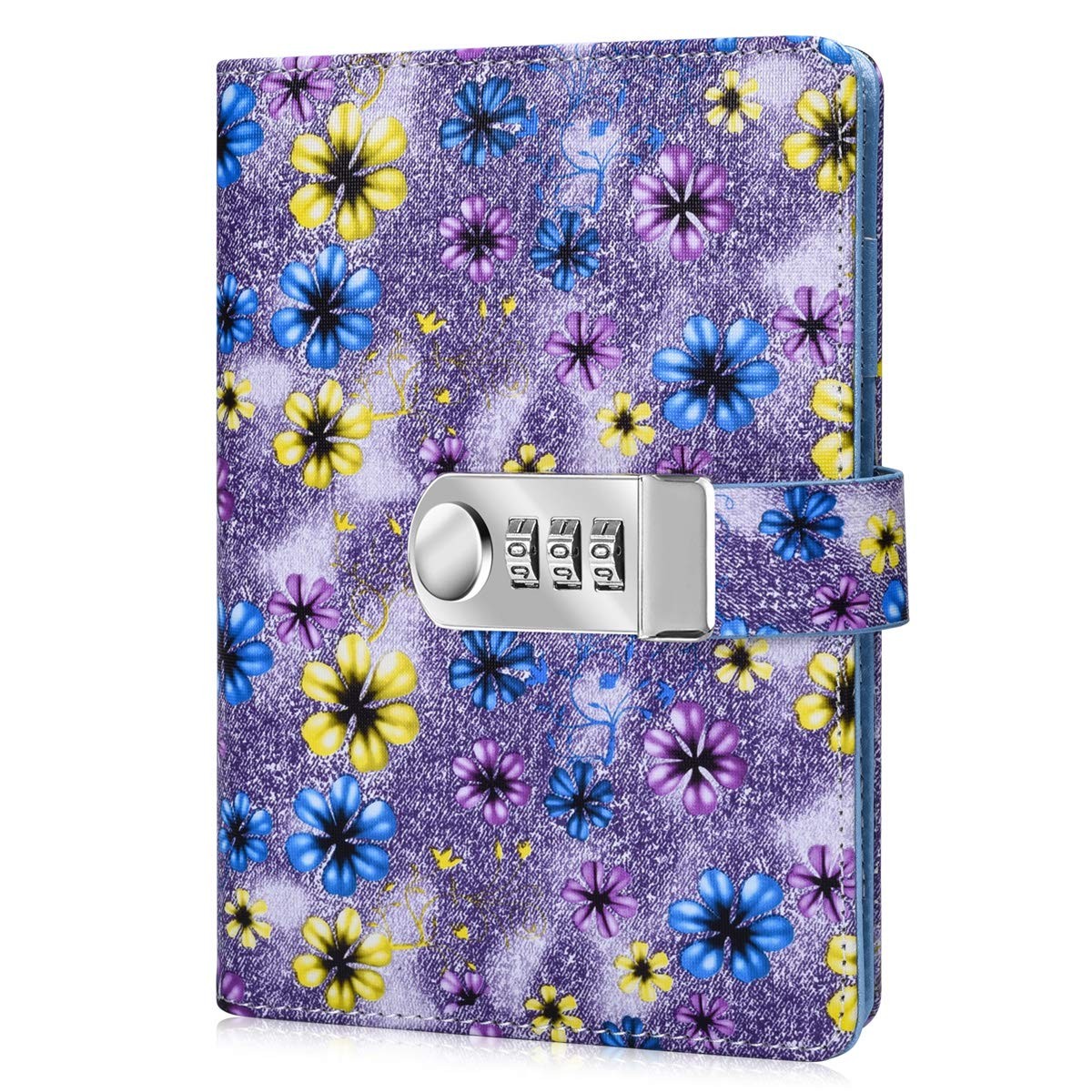 ARRLSDB Binder Diary with Lock, A6 Refillable Leather Password Purple