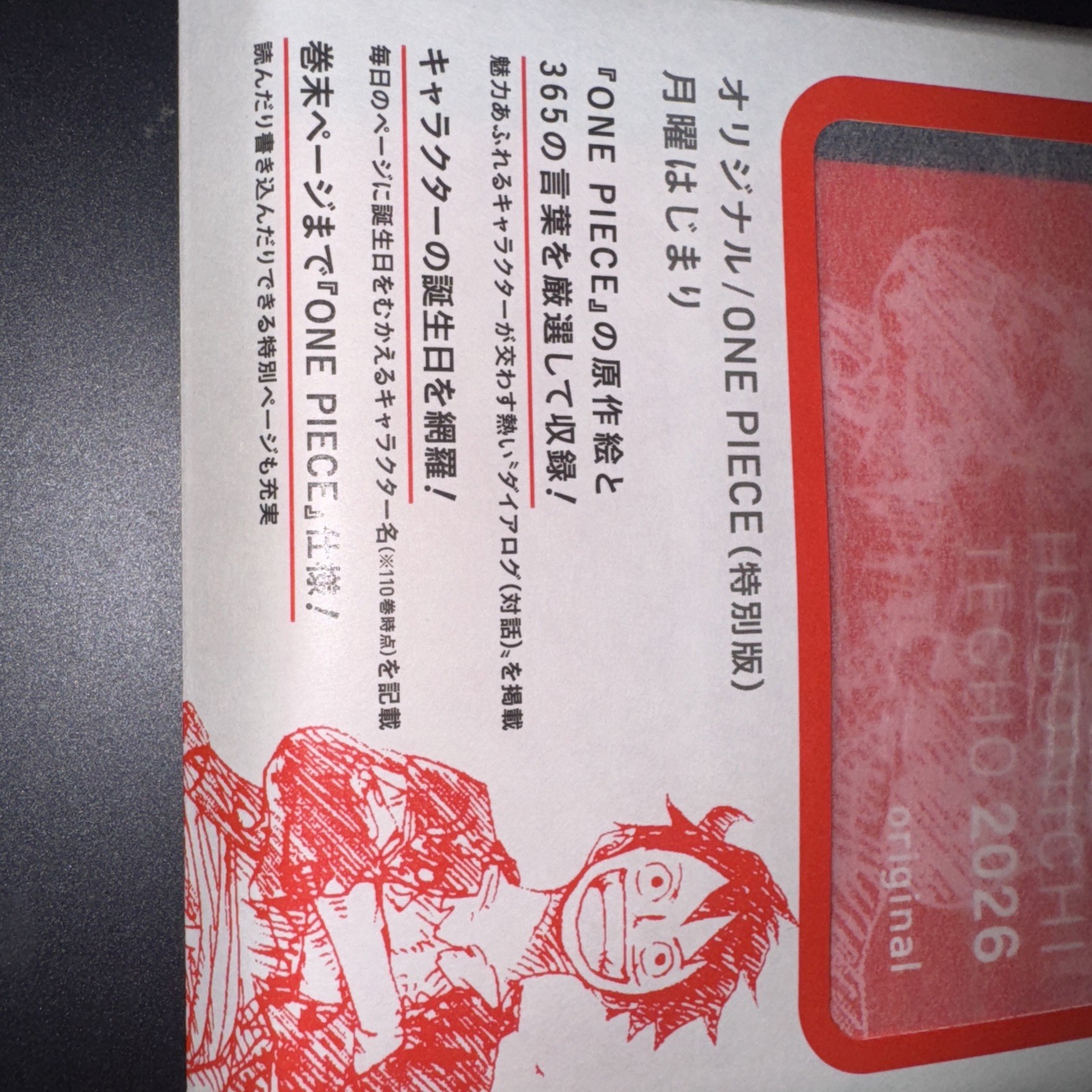 Hobonichi Techo ONE PIECE Edition A6 Size / Daily / Jan 2026 start / Mon start