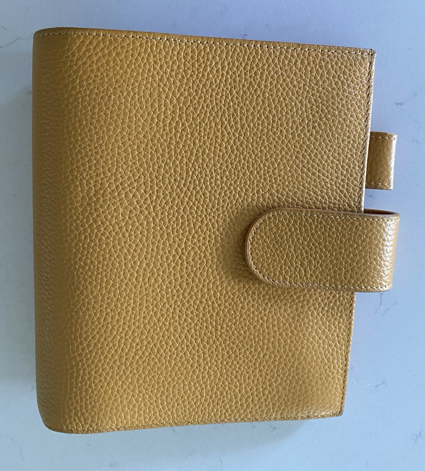 Moterm Pocket Size 6-Ring Leather Planner Mustard Yellow Pebbled Leather