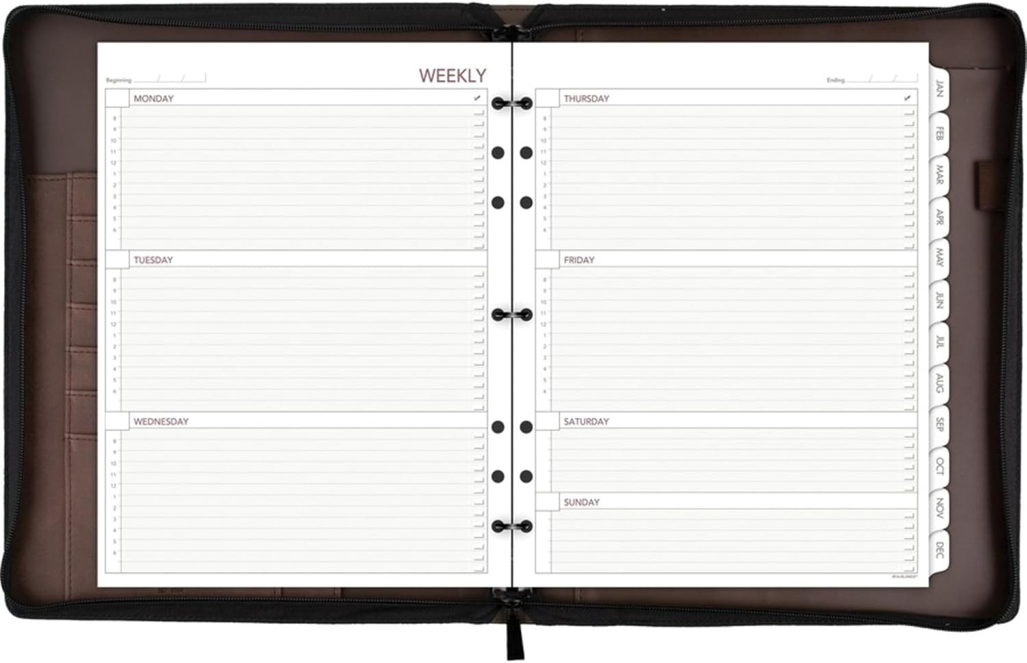 Harrison Refillable Planner with Zip Closure 12 Weeks of Undated Planning Pages