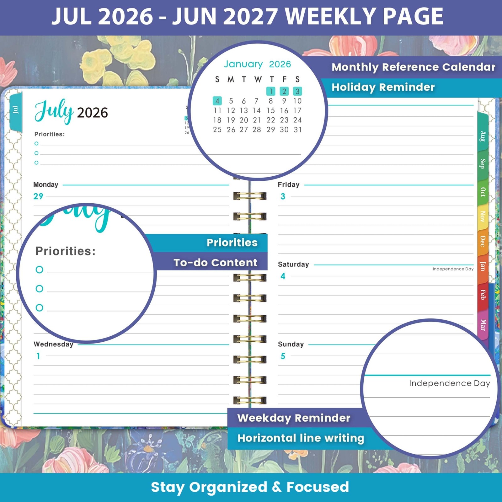 Planner 2026-2027 – 2026-2027 Planner Weekly and Monthly from July 2026 to Ju…