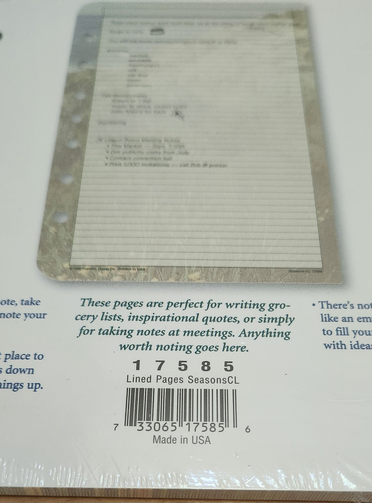 Lot of 3 Franklin Covey Lined Pages Refills (50 Sheets per) Seasons 17585 Sealed