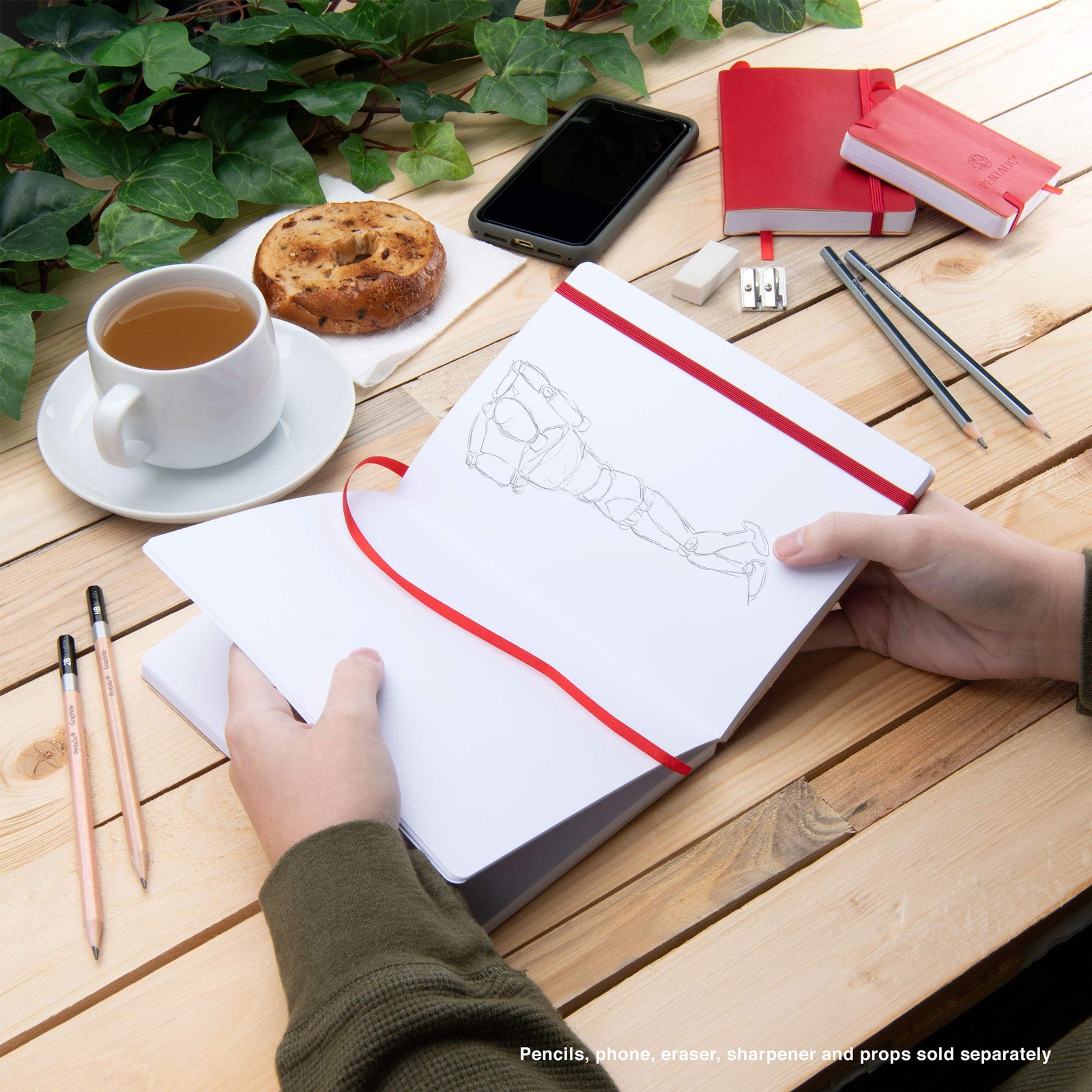 Pentalic 4″ x 6″ Pocket Sketchbook Traveler 4-inch x 6-inch, Red, Red