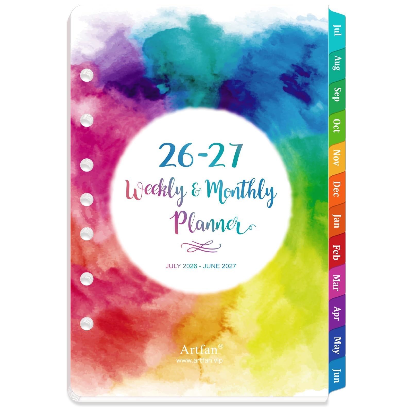 2026-2027 Planner Refills – 7-Hole Punched 5.5 x 8.5 inches, Multicolor