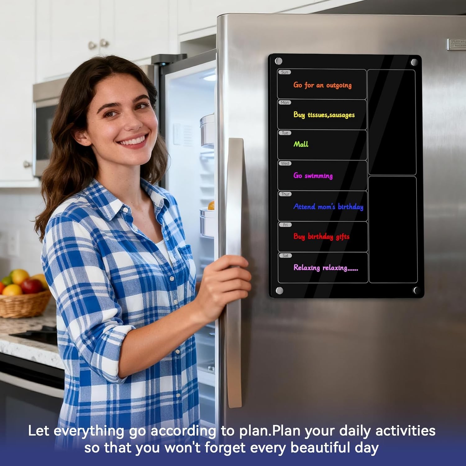 Acrylic Meal Planner Magnetic Weekly Menu Board Kitchen Fridge Menu Planner