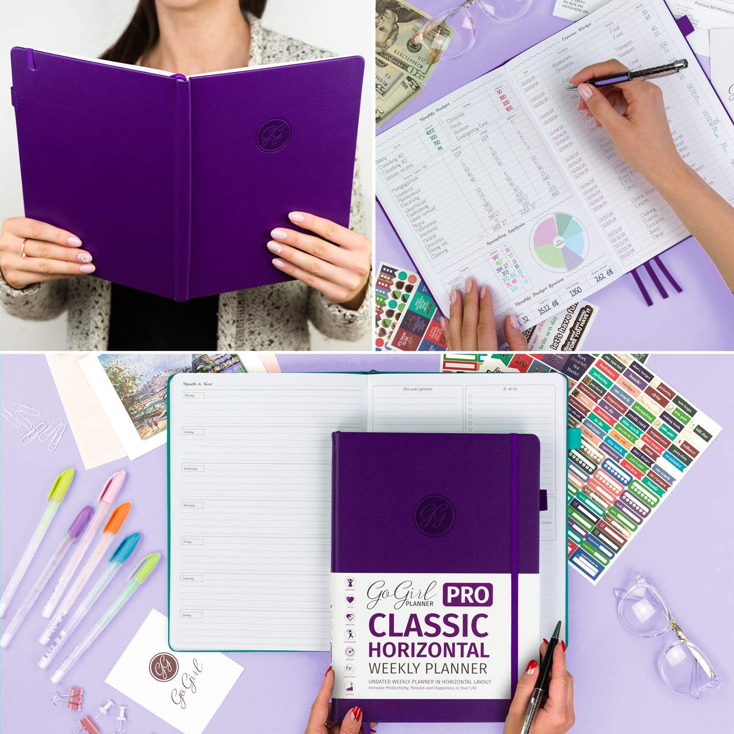 Planner – Undated Horizontal Layout Weekly Planner and Organizer + Budgeting …