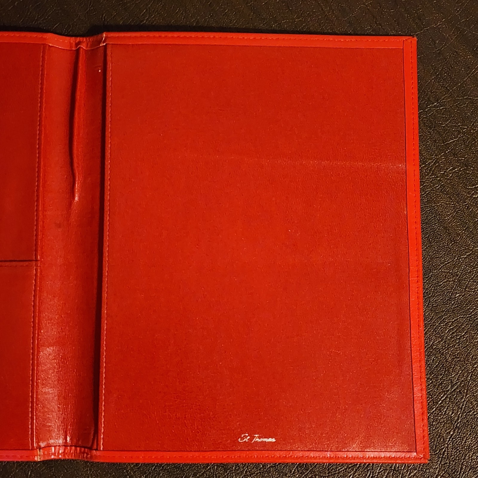 Vintage ST THOMAS Red Leather Notebook Journal Cover Planner Organizer Agenda