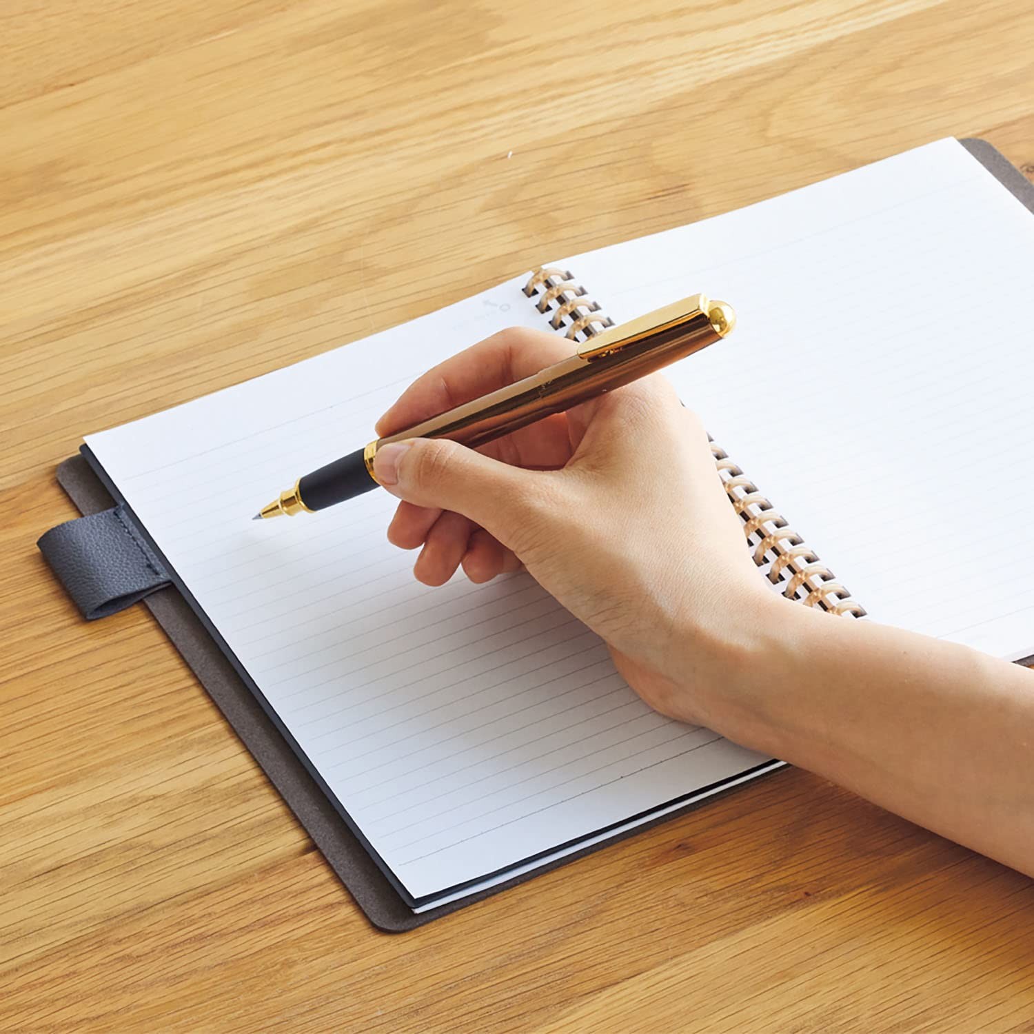 Lihit lab. Open Ring Notebook Synthetic Leather Cover A5 Gray N2993-27