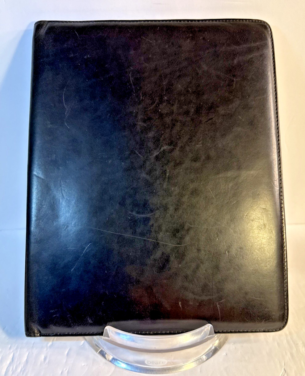 BOSCA USA VINTAGE Black Hand Stained Old Leather Deluxe Portfolio 7 DAY SALE
