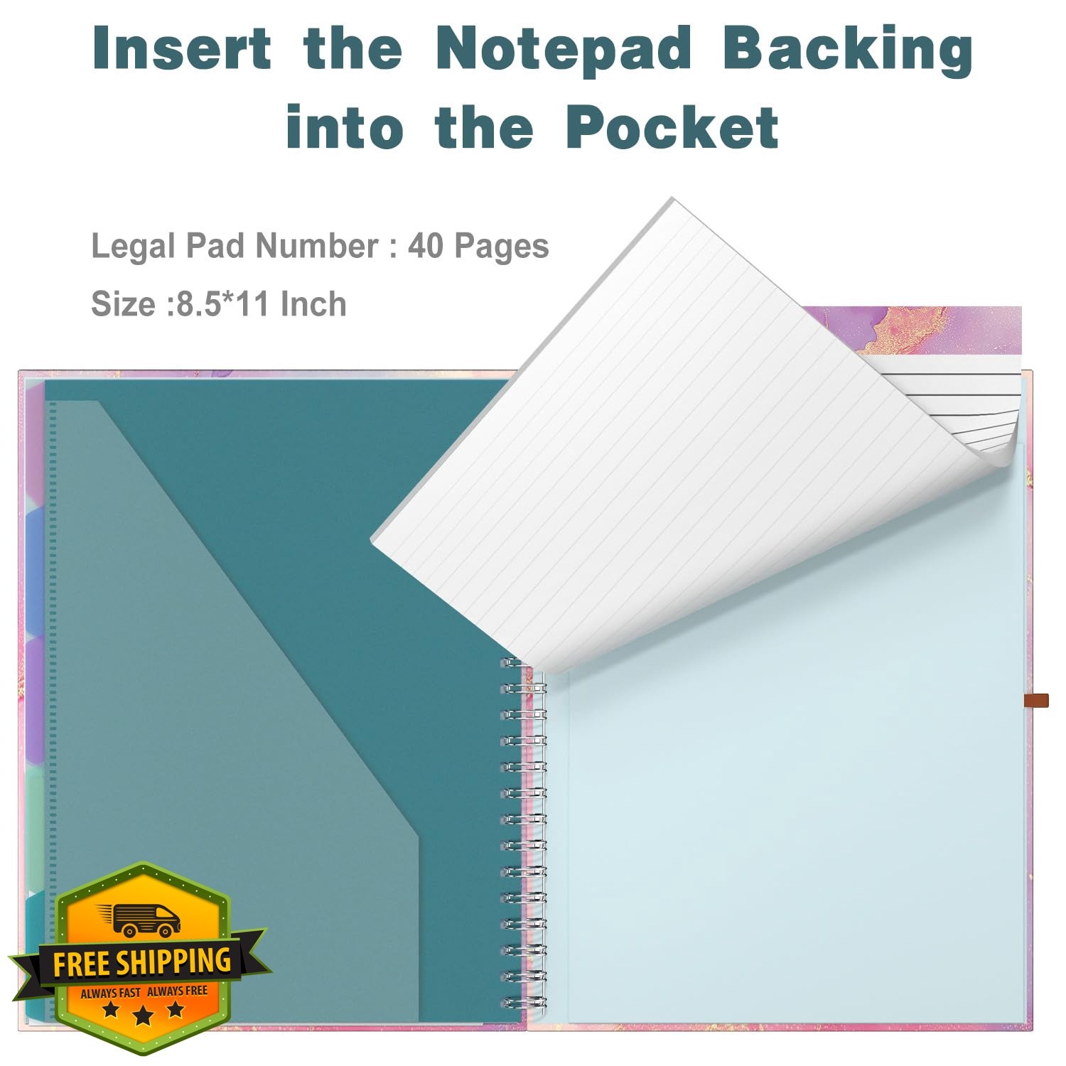 Hongri Portfolio Art Marble 12.8×9.7 Inch Notepad
