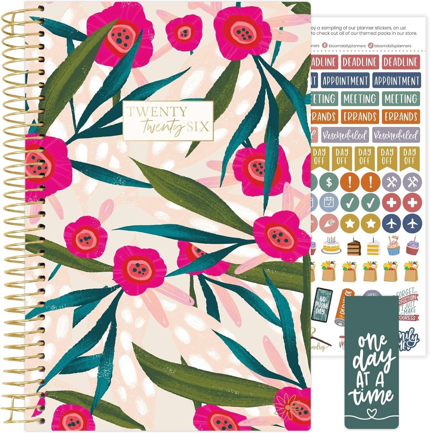 NEW bloom daily planners 2026 Soft Cover Planner, 5.5″ x 8.25″, Pink Poppies